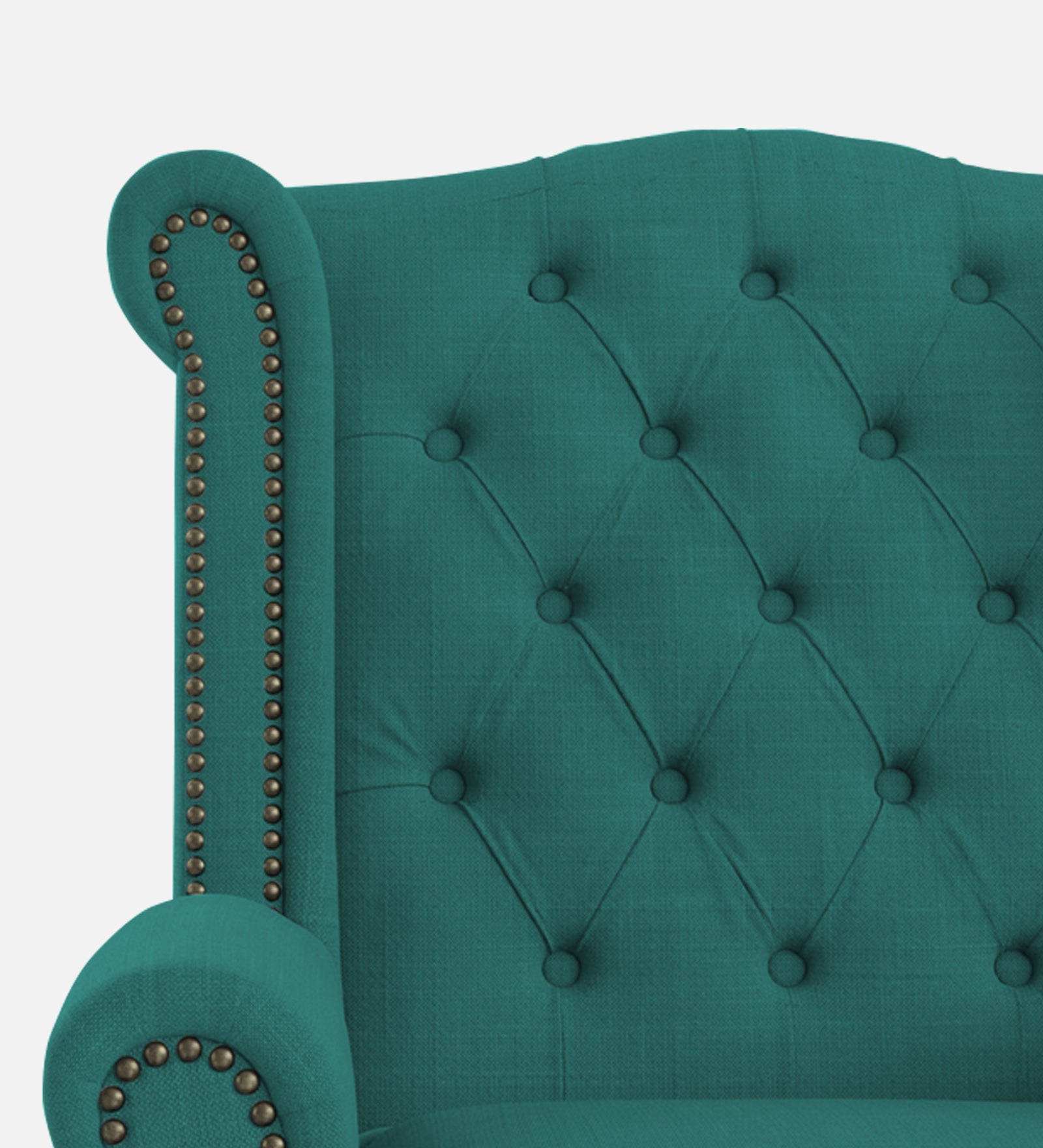 Nory Fabric Wing Chair In Sea Green Colour - Febonic Living