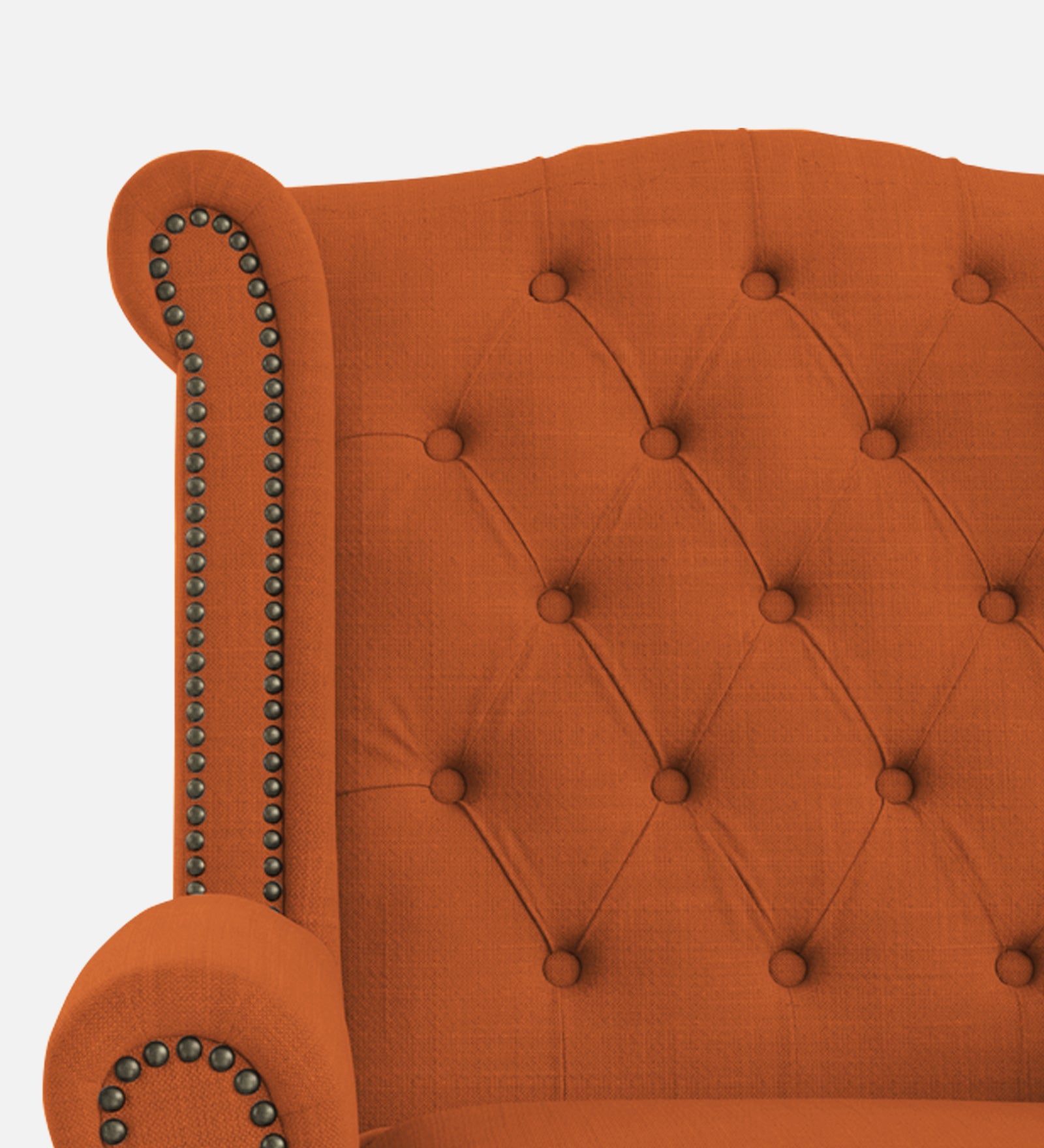 Nory Fabric Wing Chair In Vivid Orange Colour - Febonic Living