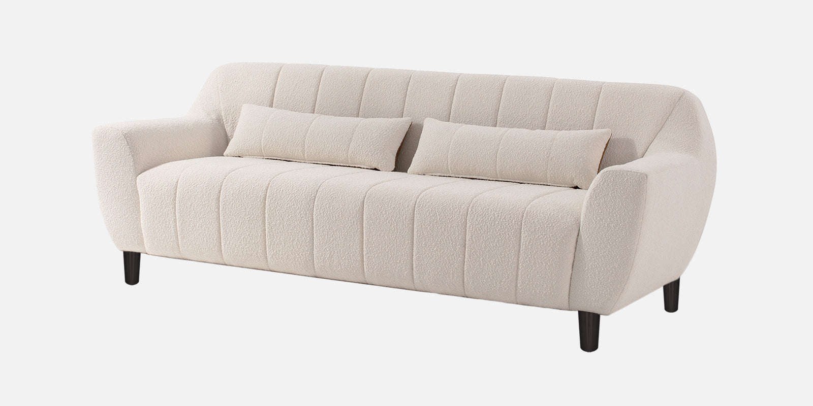 Nesco Boucle Fabric 3 Seater Sofa In Bright White Colour - Febonic Living