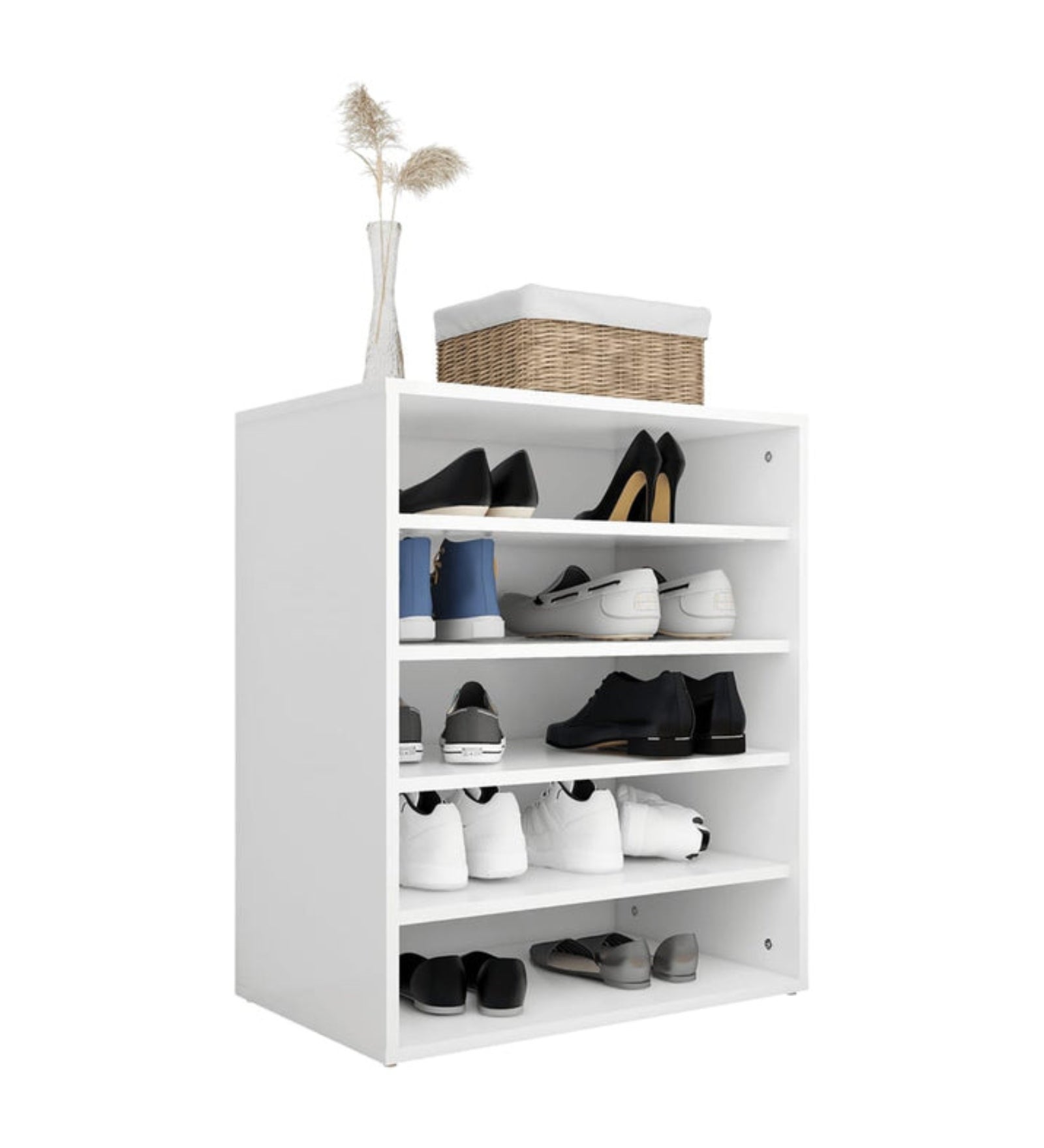 Nayeli Shoe Rack In Frosty White Finish - Febonic Living