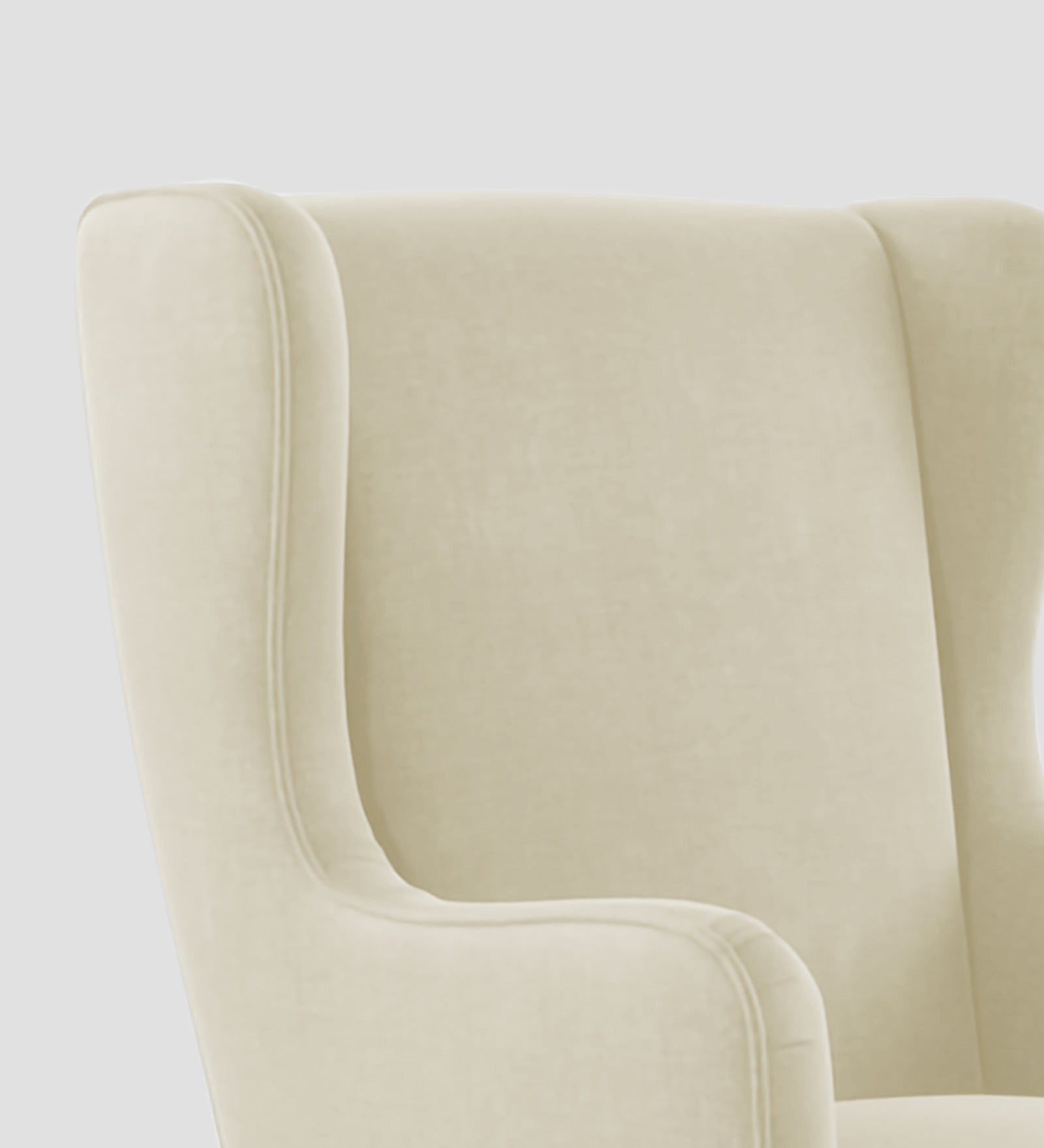 Suri Velvet Wing Chair In Warm White Colour - Febonic Living