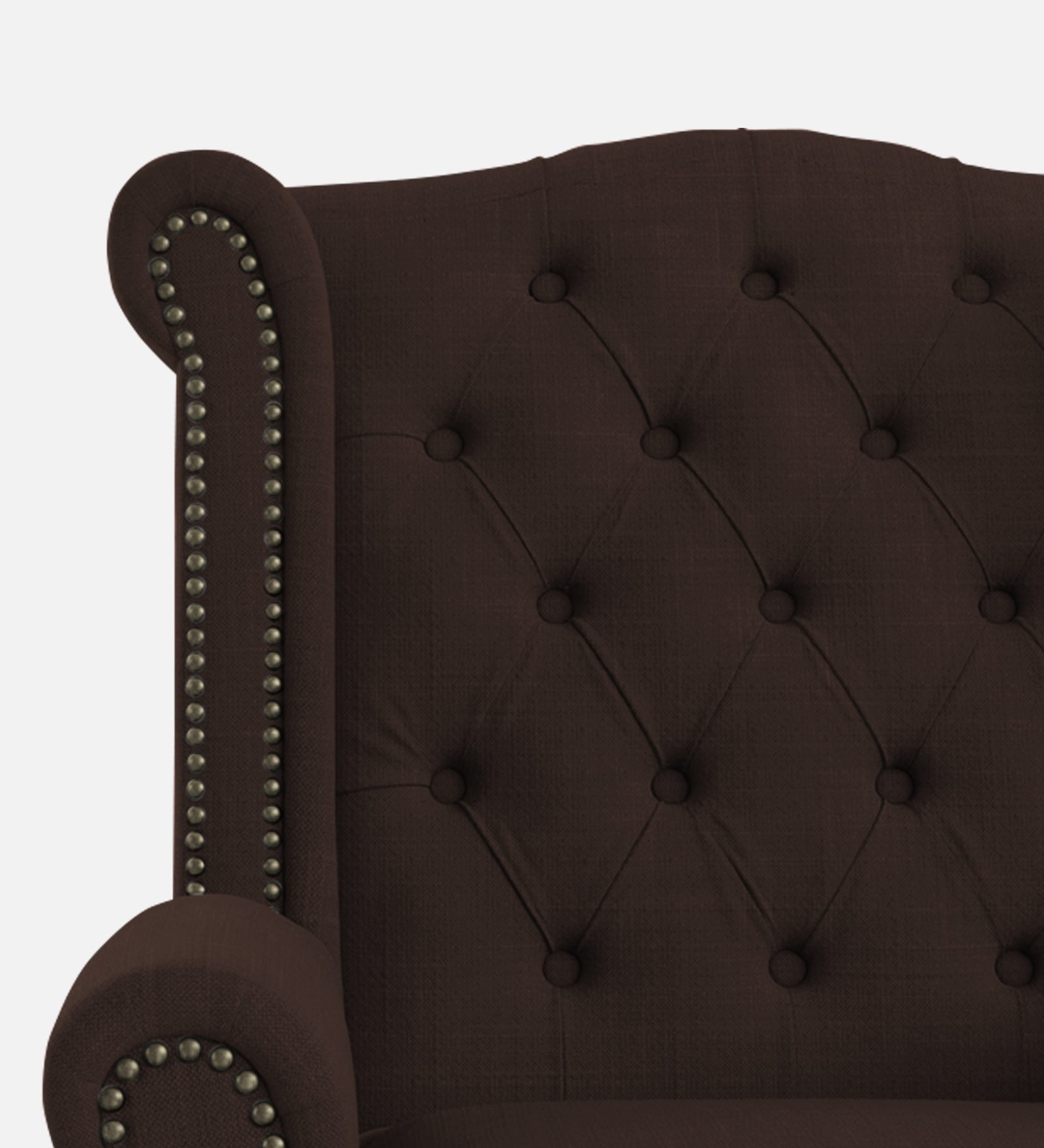 Nory Fabric Wing Chair In Coffee Brown Colour - Febonic Living