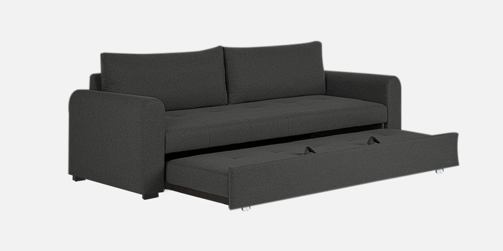 Sigma Fabric 3 Seater Pull Out Sofa Cum Bed In Charcoal Grey Colour - Febonic Living
