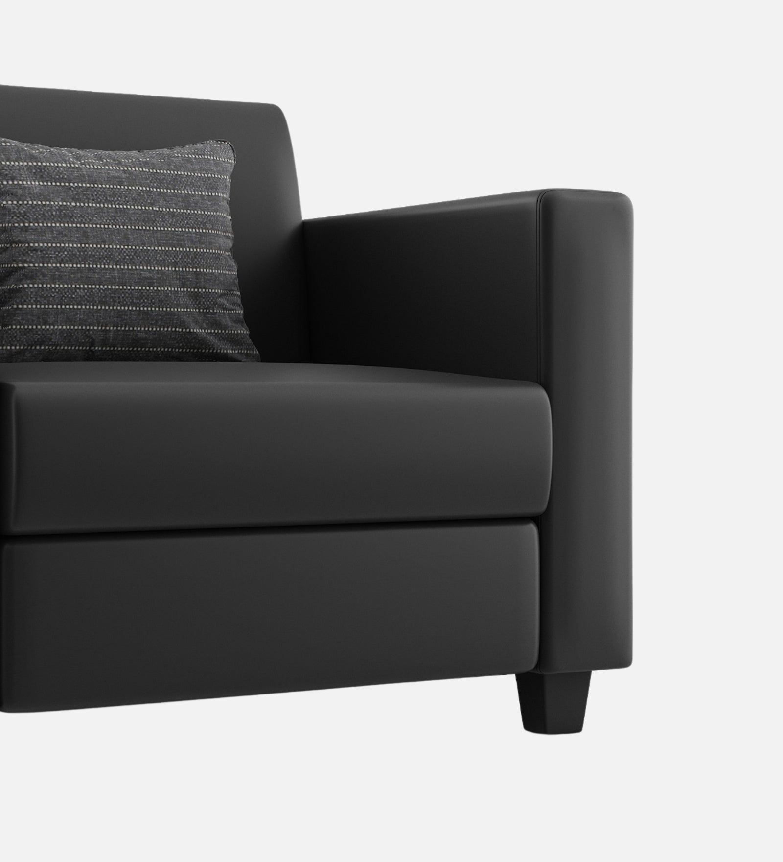 Baley Leatherette 1 Seater Sofa In Dark Black Colour - Febonic Living