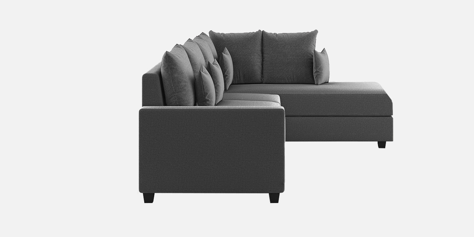 Ginny Fabric LHS Sectional Sofa (3+Lounger) In Charcoal Grey Colour - Febonic Living