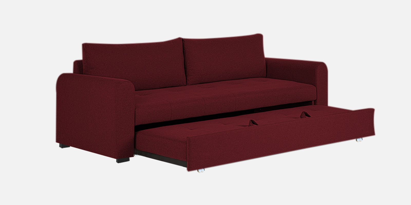 Sigma Fabric 3 Seater Pull Out Sofa Cum Bed In Blood Maroon Colour - Febonic Living