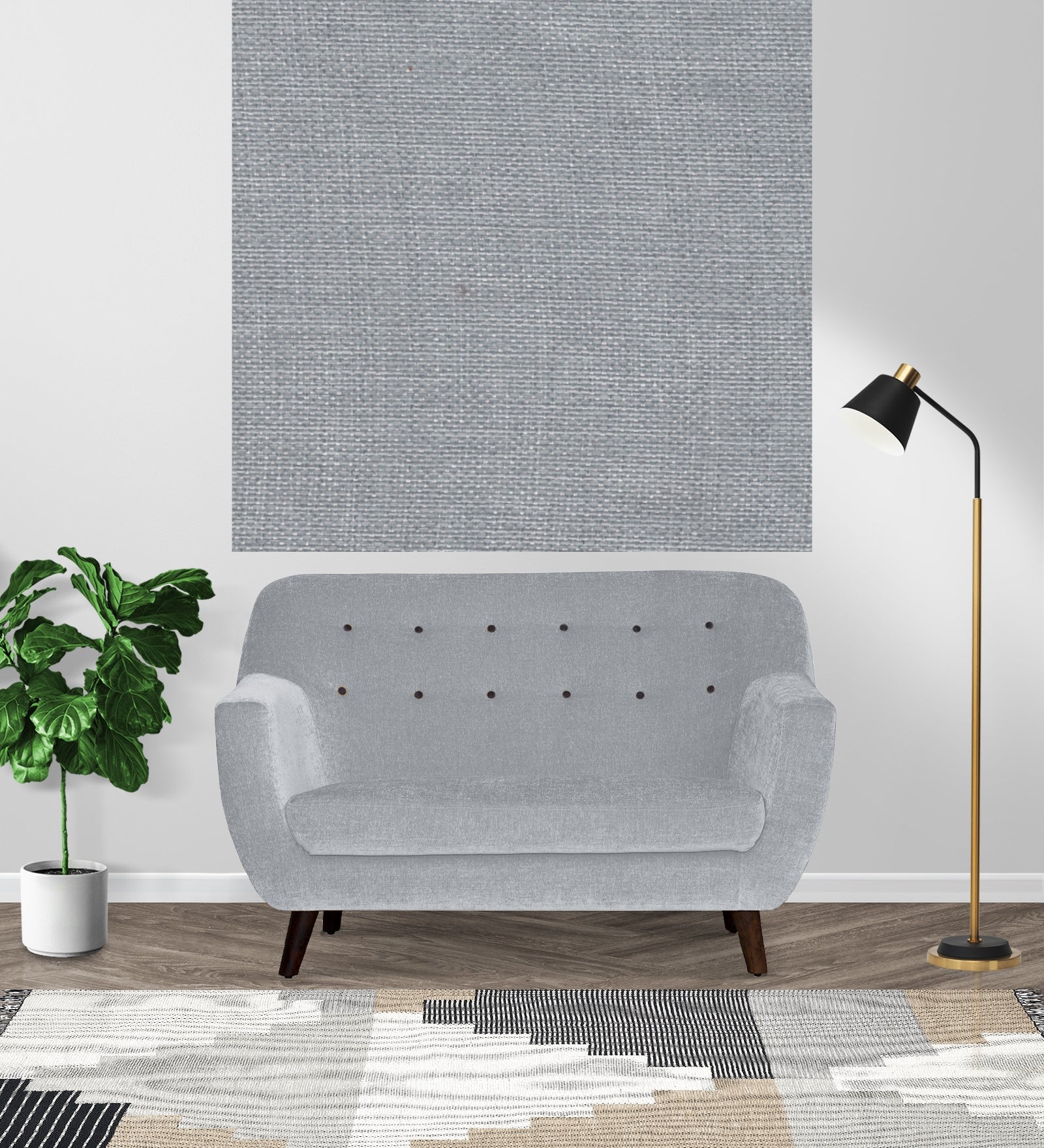 Omega Poly Cotton Fabric Lit Grey Colour - Febonic Living