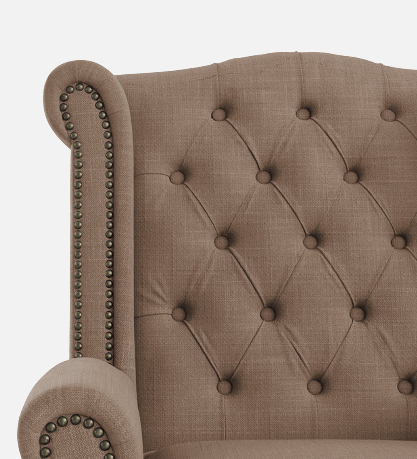 Nory Fabric Wing Chair In Cookie Beige Colour - Febonic Living