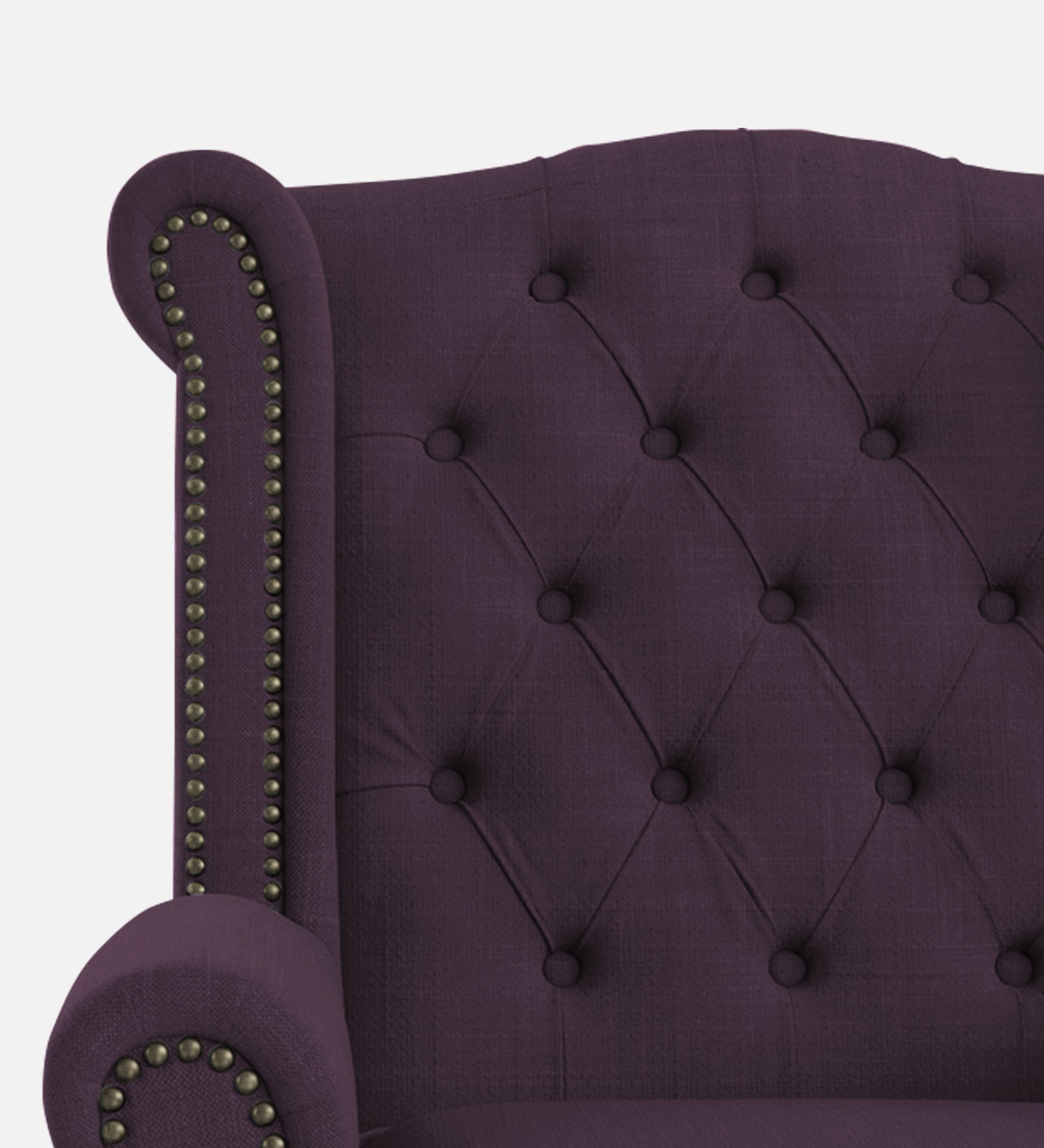 Nory Fabric Wing Chair In Greek Purple Colour - Febonic Living