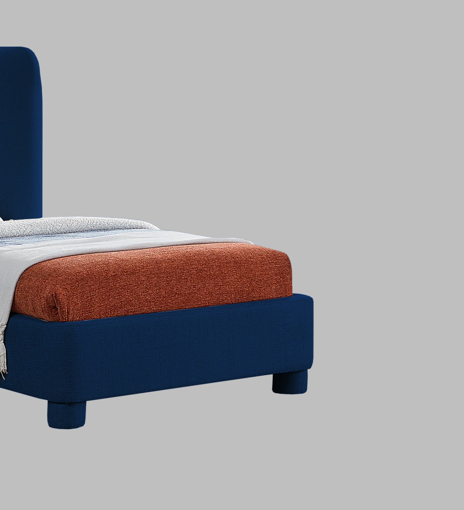 Lenny Fabric Upholstered Single Bed in Royal Blue Colour - Febonic Living