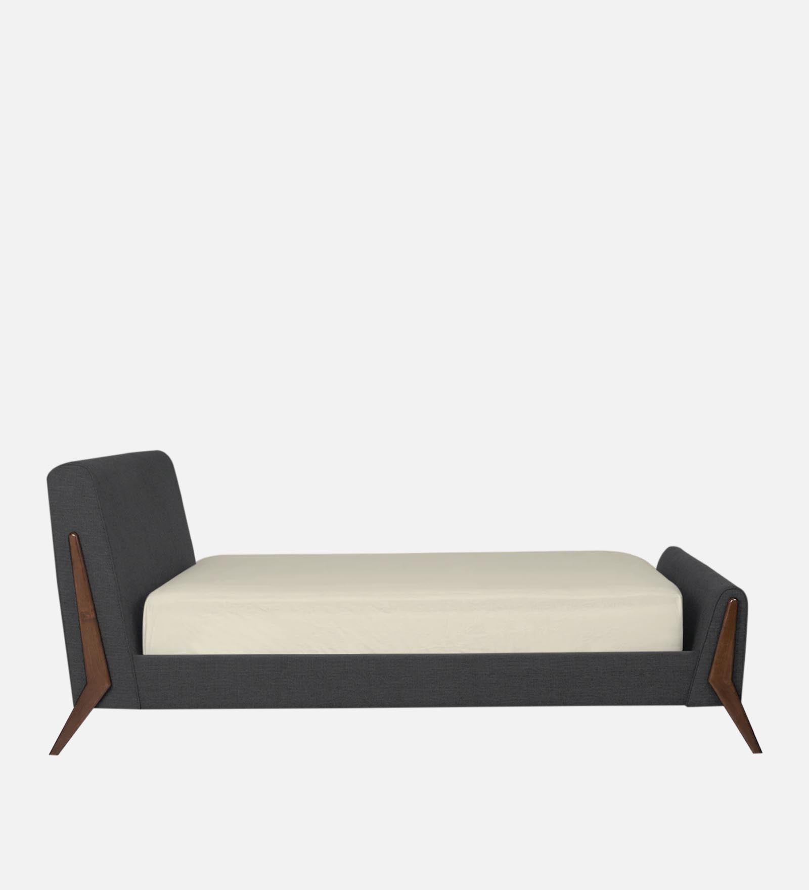 Catla Fabric Upholstered Queen Size Bed In Charcoal Grey Colour - Febonic Living