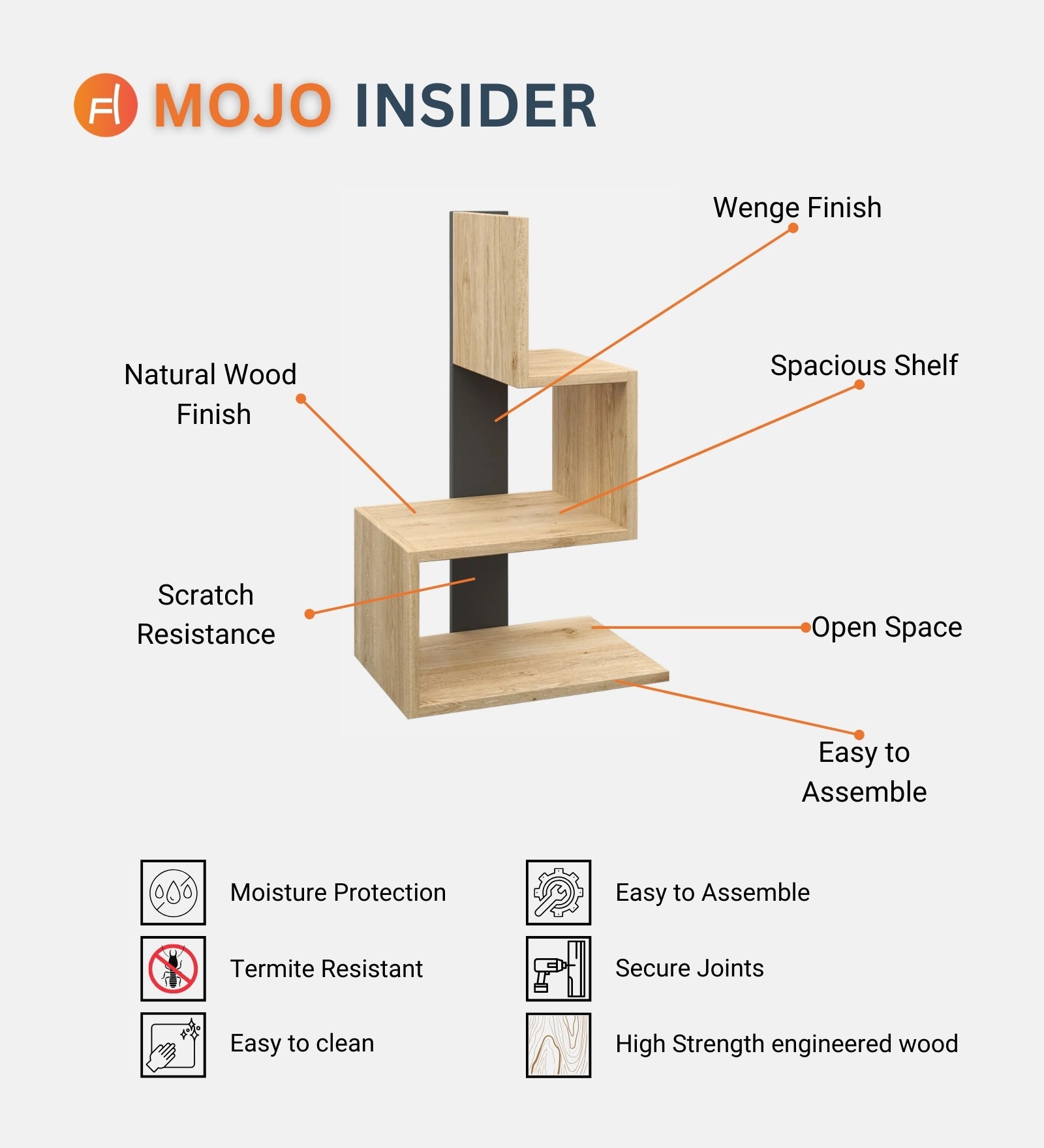 Soli Bedside Table in Wenge & Oral Walnut Finish - Febonic Living