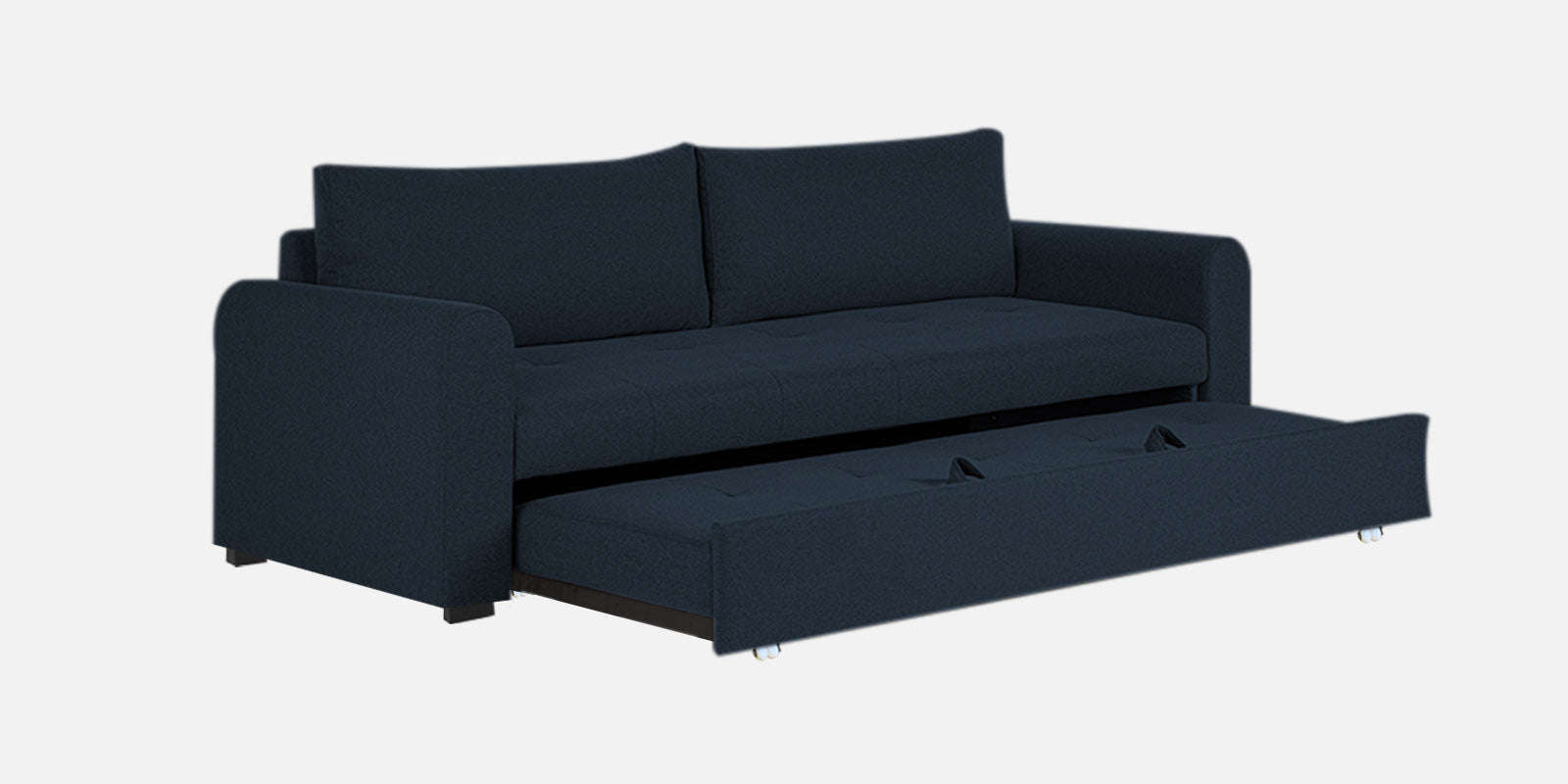 Sigma Fabric 3 Seater Pull Out Sofa Cum Bed In Denim Blue Colour - Febonic Living