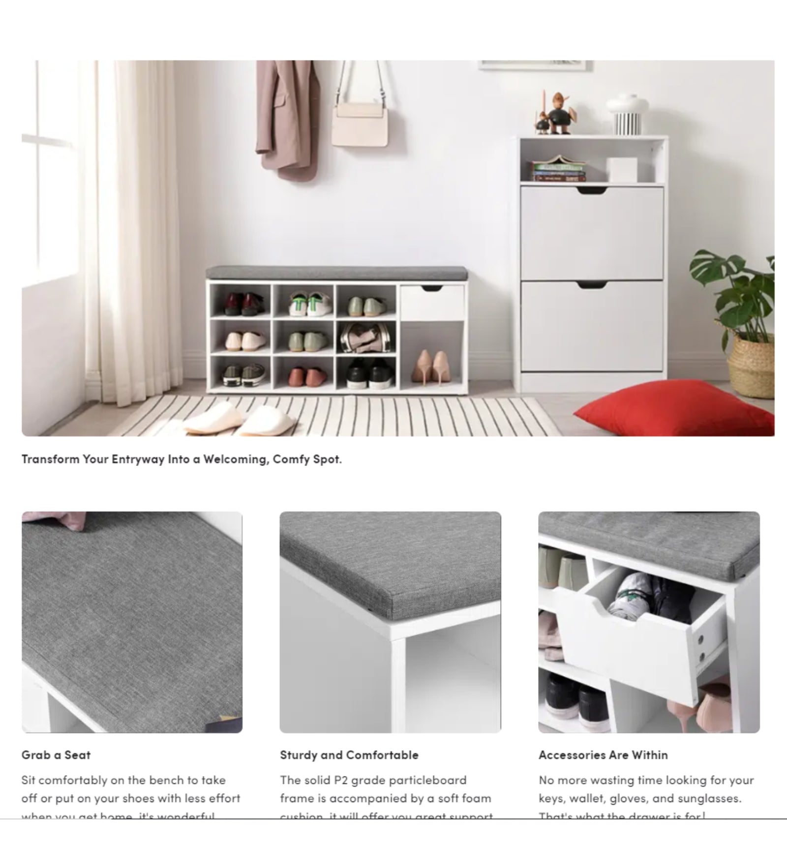 Renya Shoe Rack In Frosty White Finish - Febonic Living