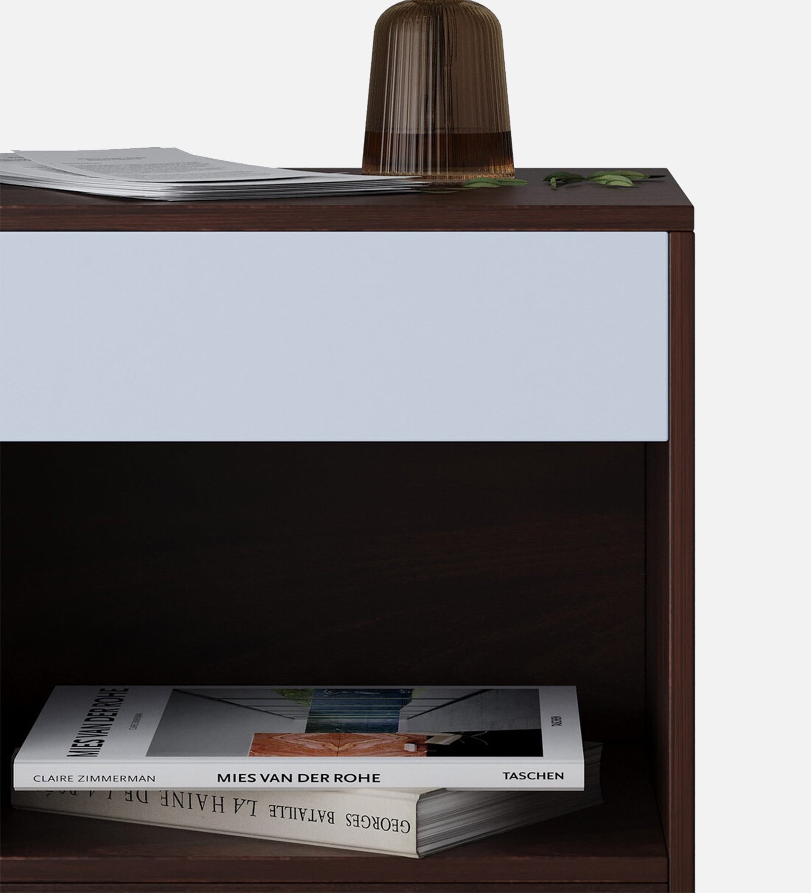 Yosira Bedside Table With Drawer In Dark Walnut Finish - Febonic Living