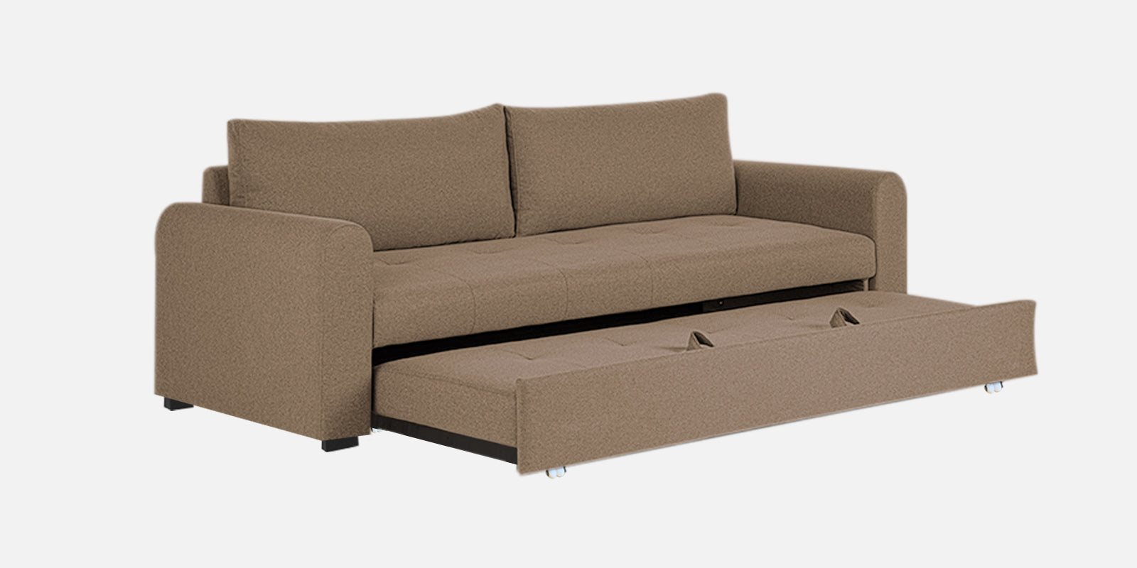Sigma Fabric 3 Seater Pull Out Sofa Cum Bed In Cookie Beige Colour - Febonic Living