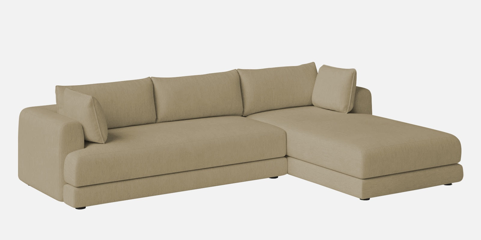 Ziggy Fabric LHS Sectional Sofa (3+Lounger) In Honey Beige Colour - Febonic Living