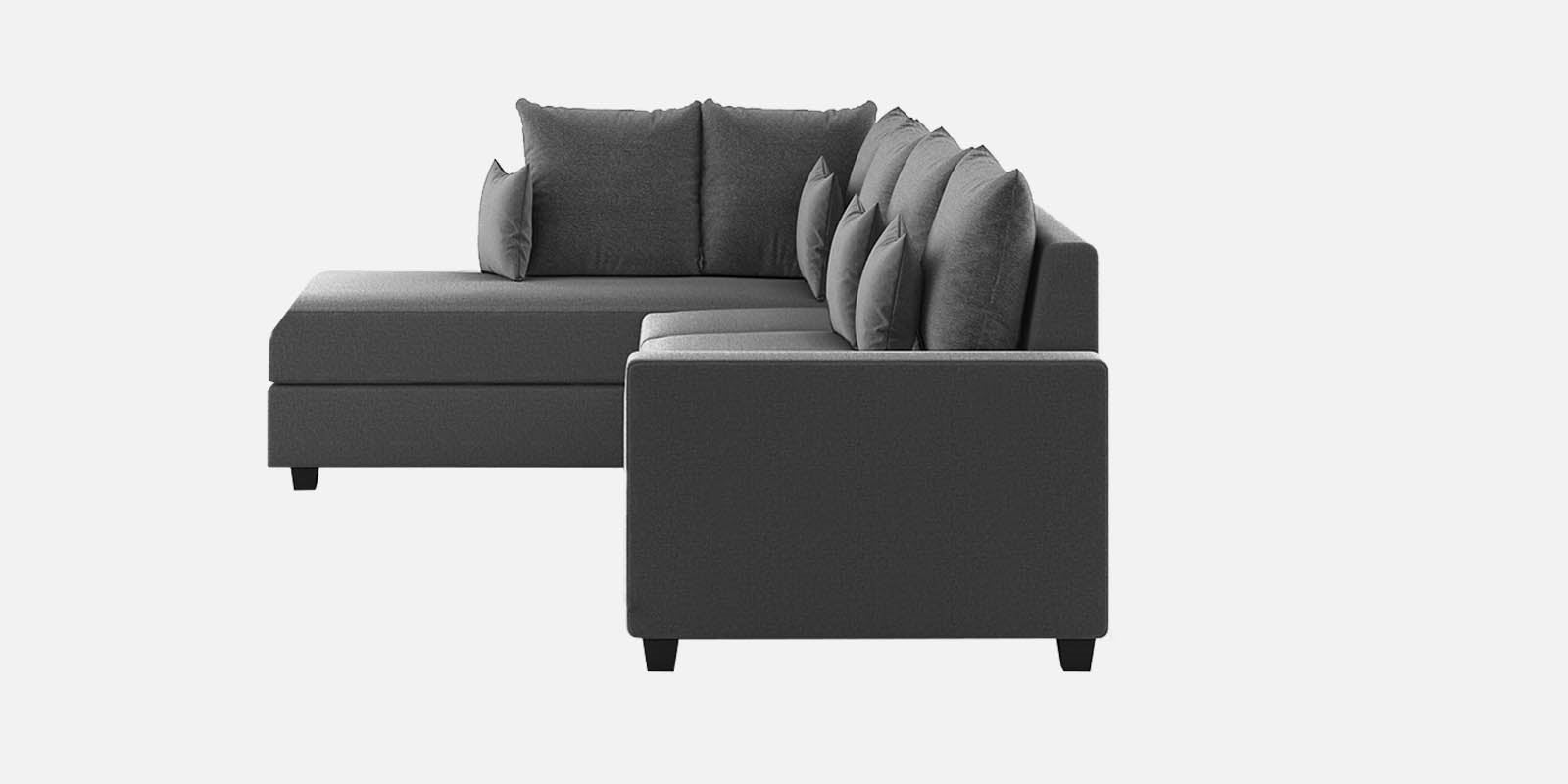 Ginny Fabric RHS Sectional Sofa (3+Lounger) In Charcoal Grey Colour - Febonic Living