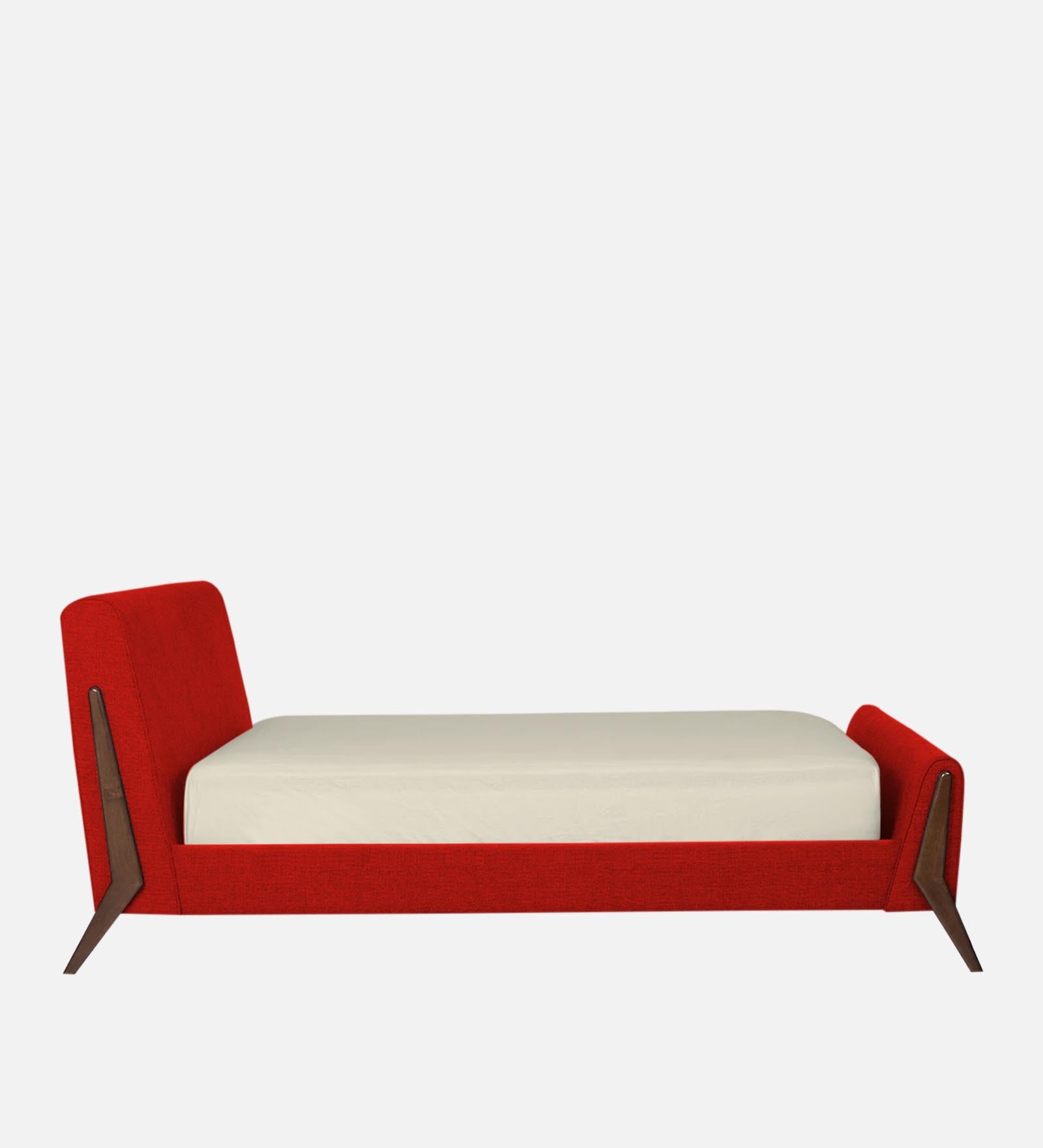 Catla Fabric Queen Size Bed In Ruby Red Colour - Febonic Living