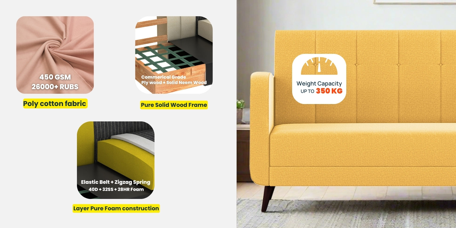 Wiki Velvet 3 Seater Sofa in Tangerine orange Colour