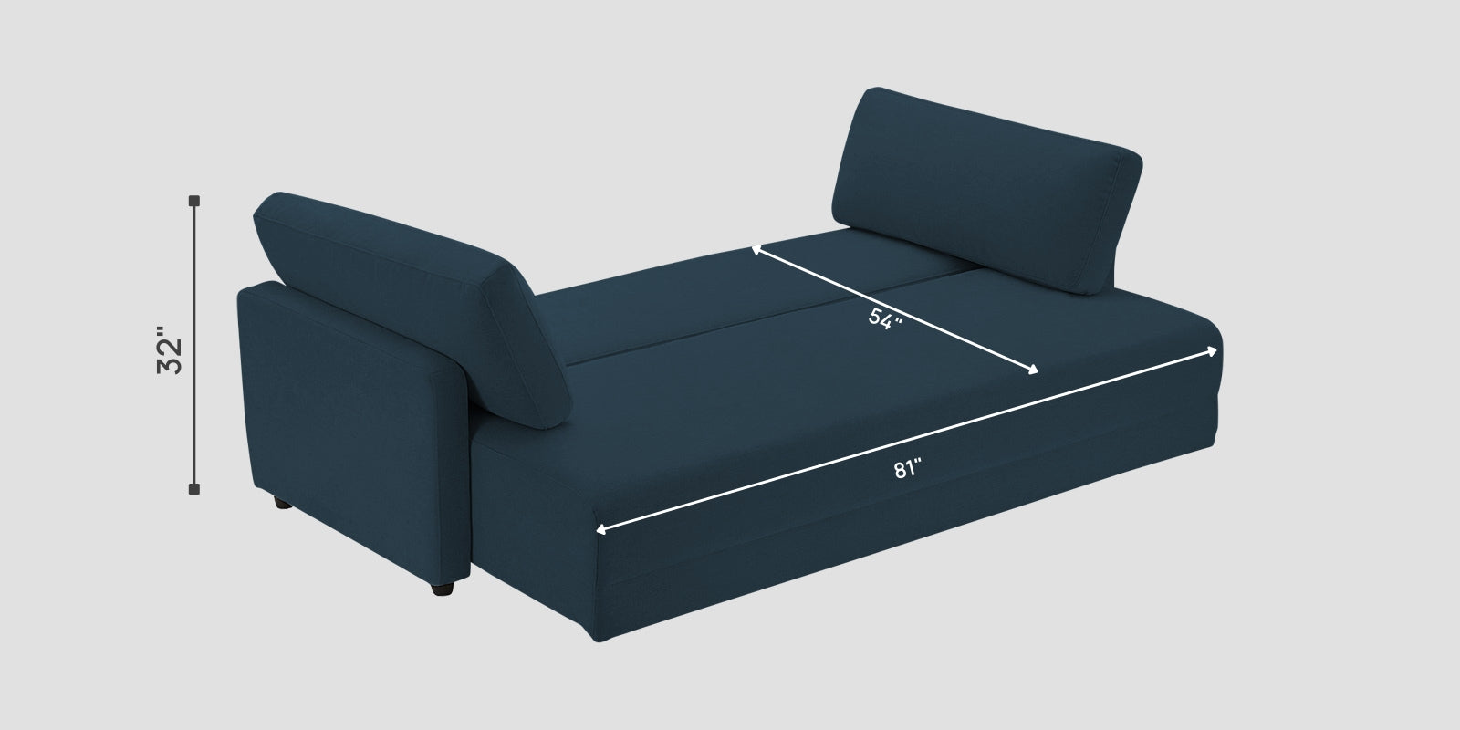 Leora Fabric 3 Seater Convertible Sofa Cum Bed In Cool Blue Colour - Febonic Living