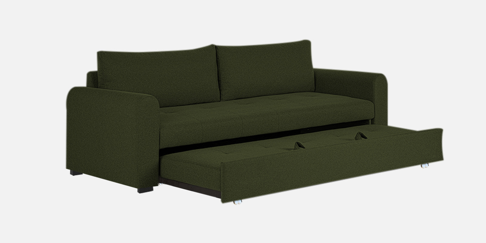 Sigma Fabric 3 Seater Pull Out Sofa Cum Bed In Olive Green Colour - Febonic Living