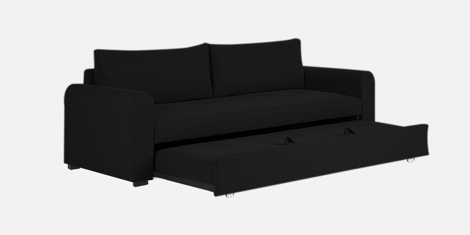 Sigma Fabric 3 Seater Pull Out Sofa Cum Bed In Zed Black Colour - Febonic Living