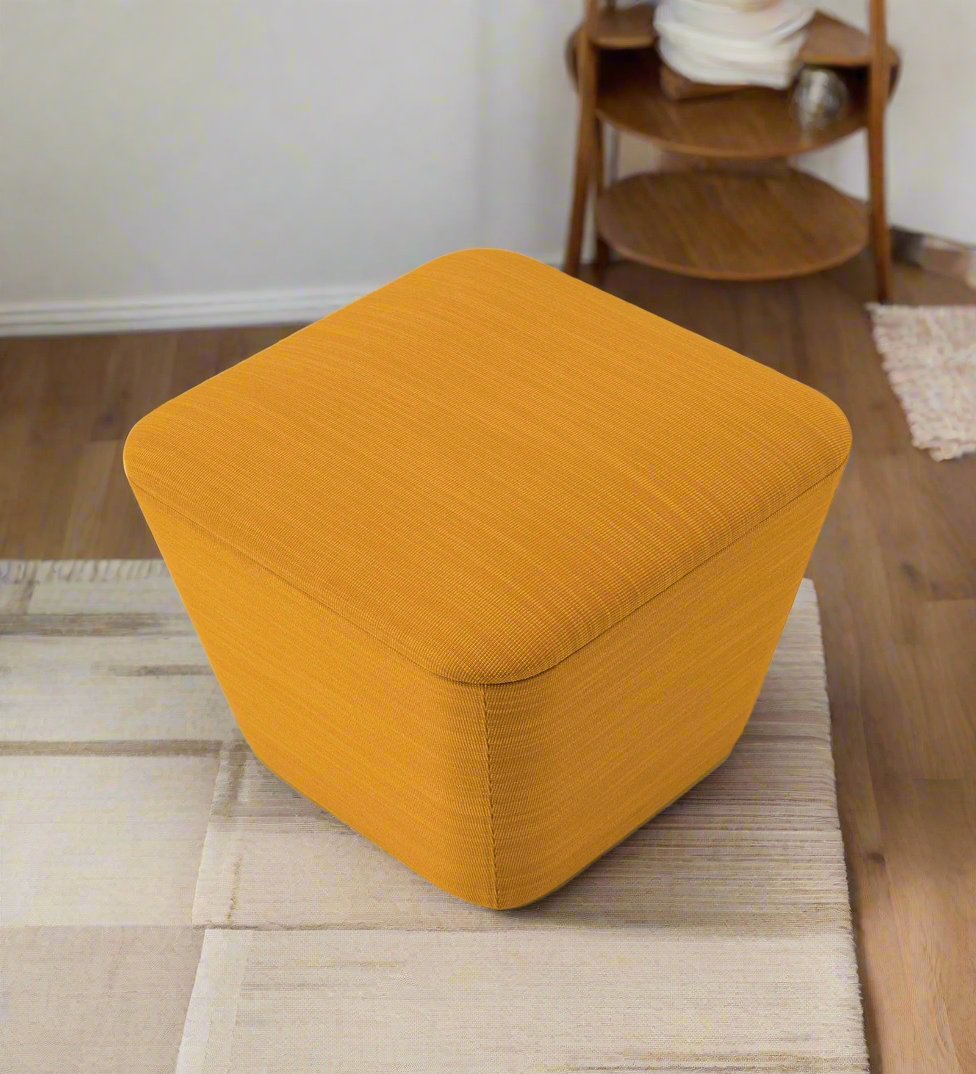 Mannu Fabric Ottoman In Bold Yellow Colour - Febonic Living