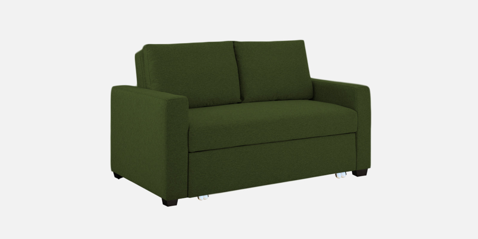 Lobby Fabric 2 Seater Pull Out Sofa Cum Bed In Olive Green Colour - Febonic Living