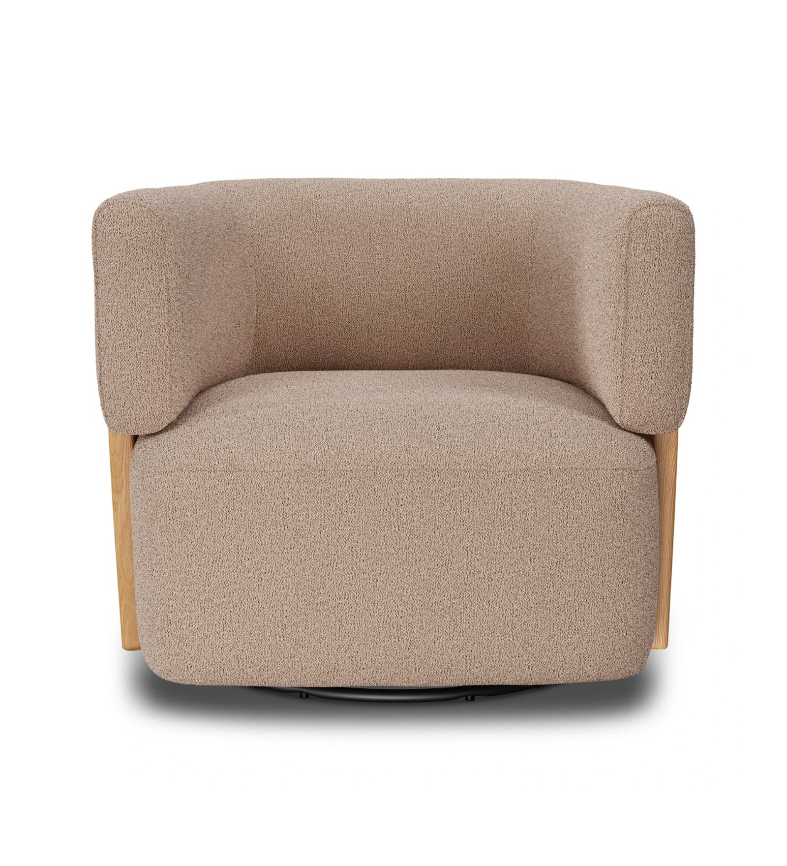 Simba Boucle Fabric Swivel Chair in Mushroom Beige Colour