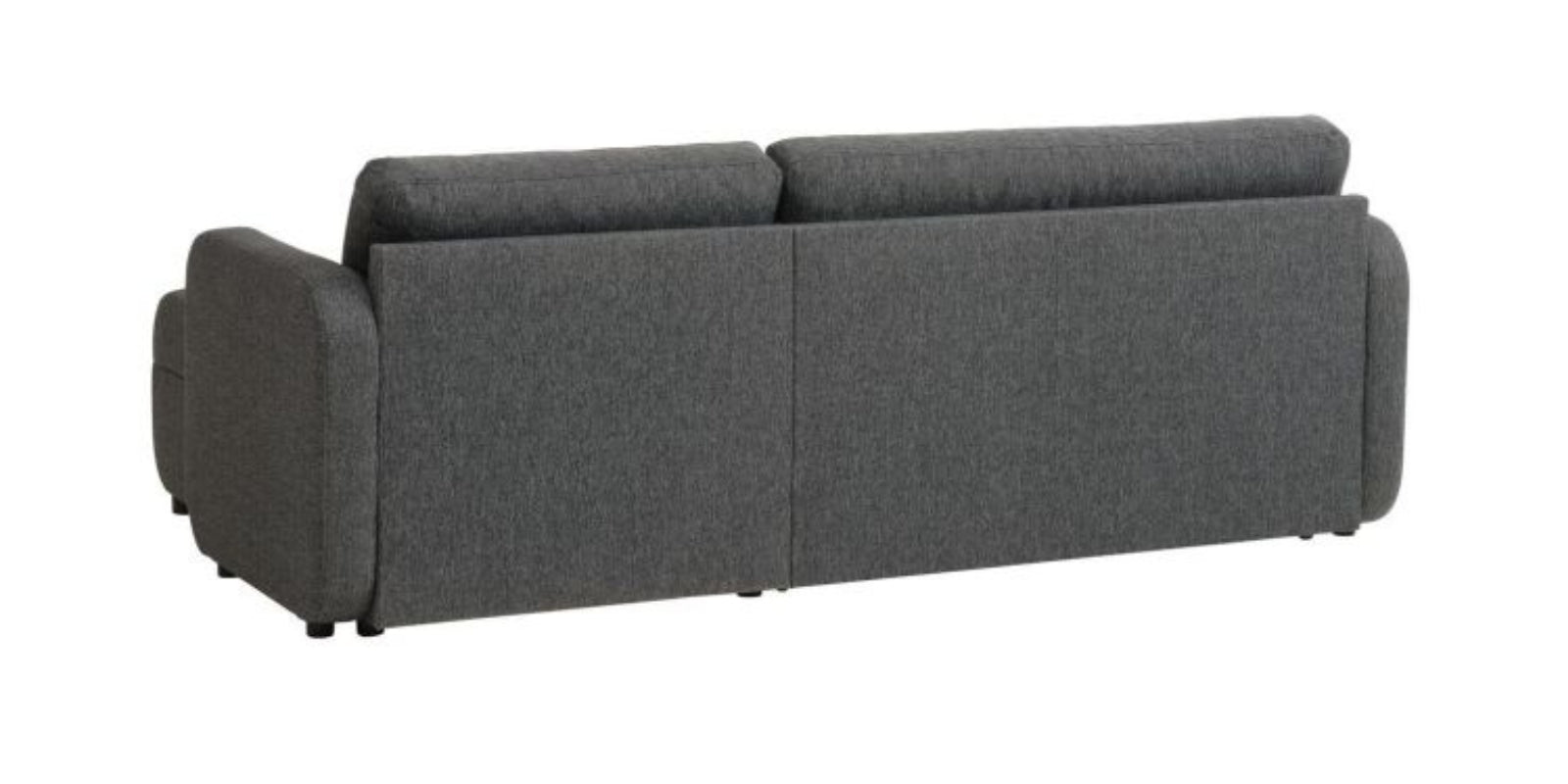 Bison Fabric 3 Seater Sectional With Pull Out Sofa Cum Bed In Charcoal Grey Colour - Febonic Living