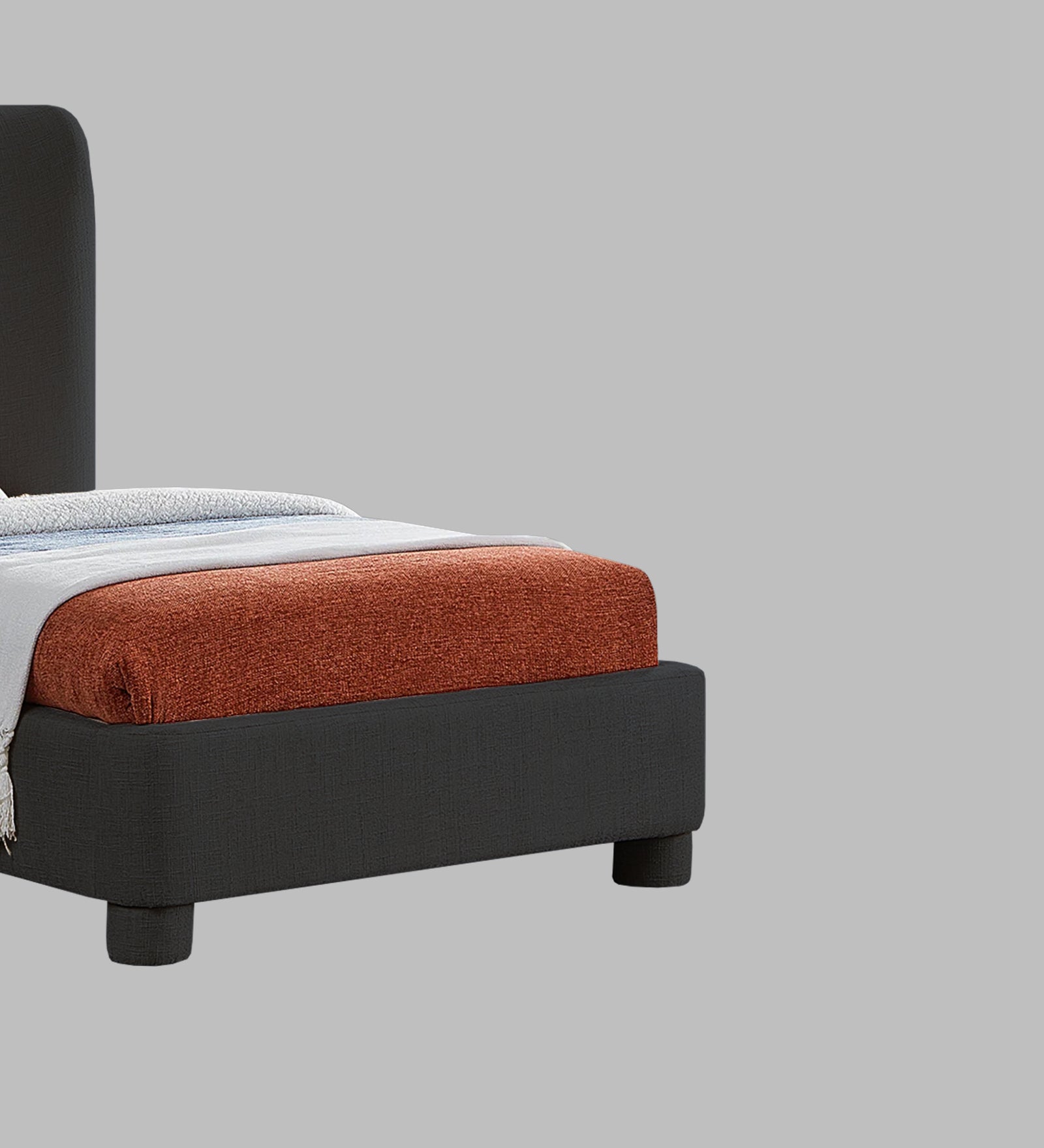 Lenny Fabric Upholstered Single Bed in Charcoal Grey Colour - Febonic Living