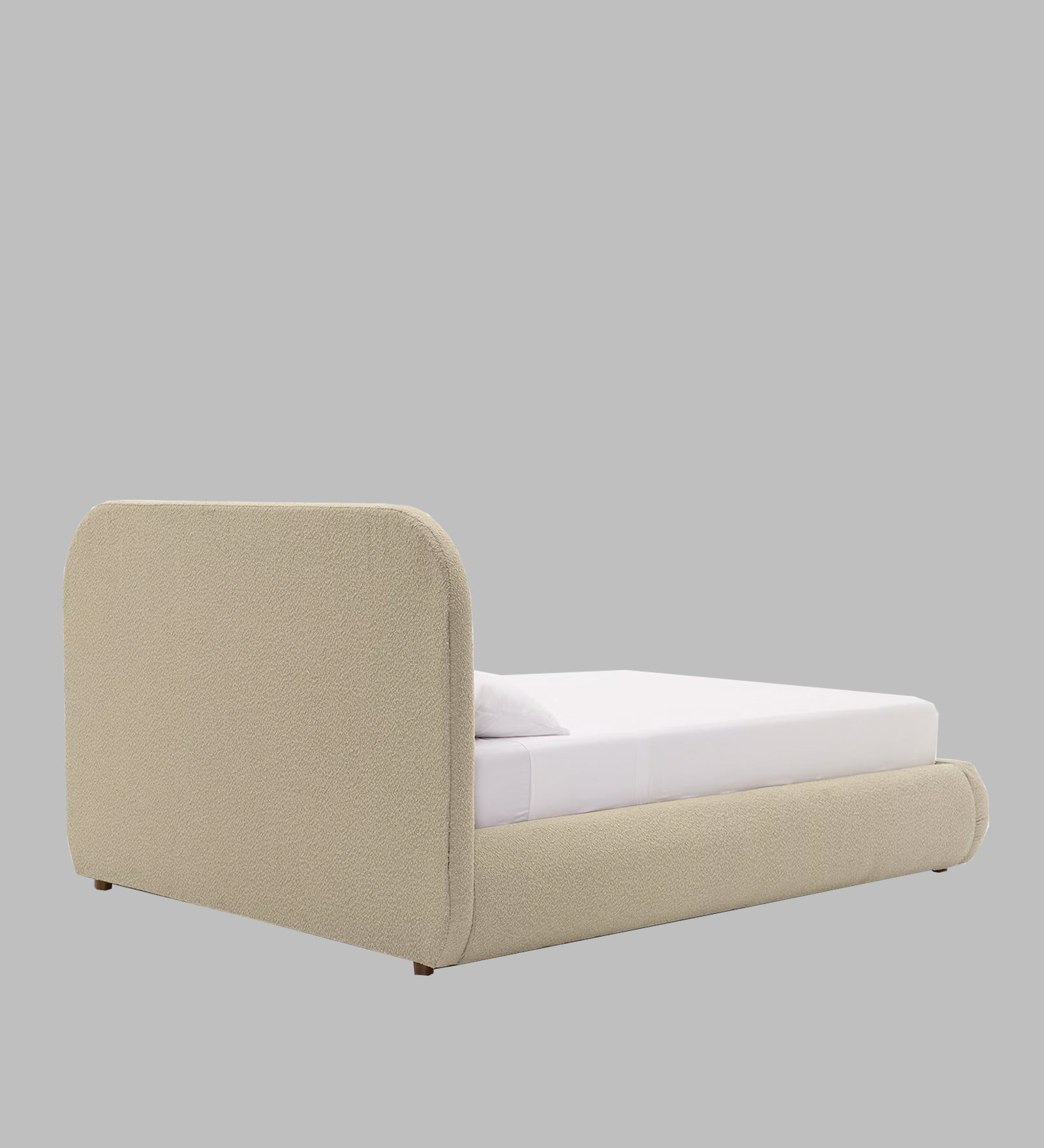 Nemo Boucle Fabric Queen Size Bed in Shell White Colour - Febonic Living