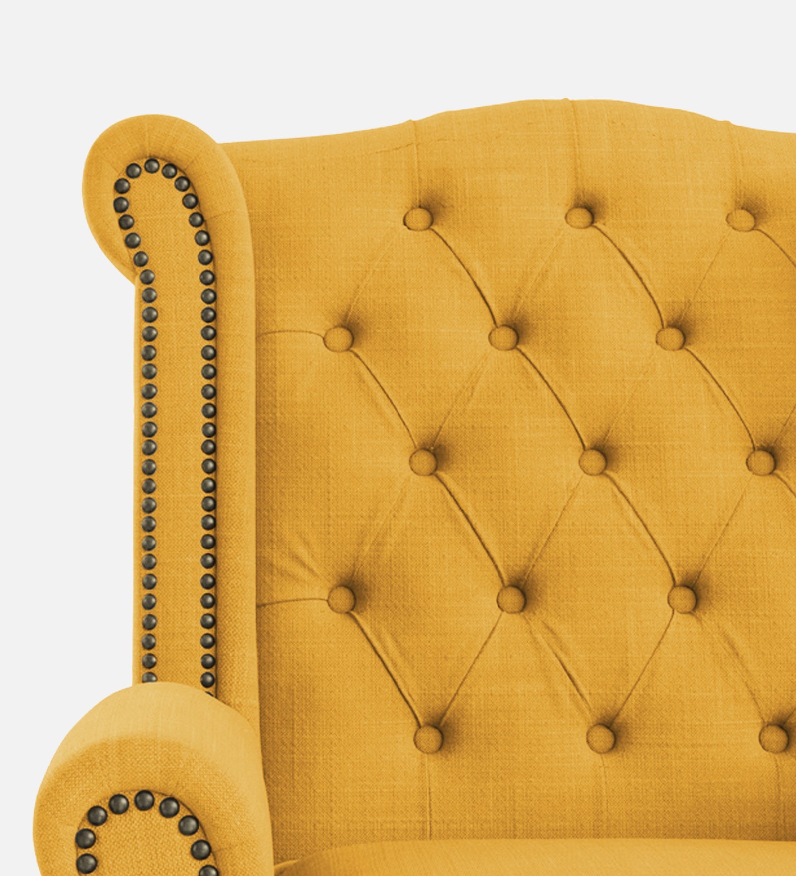 Nory Fabric Wing Chair In Bold Yellow Colour - Febonic Living