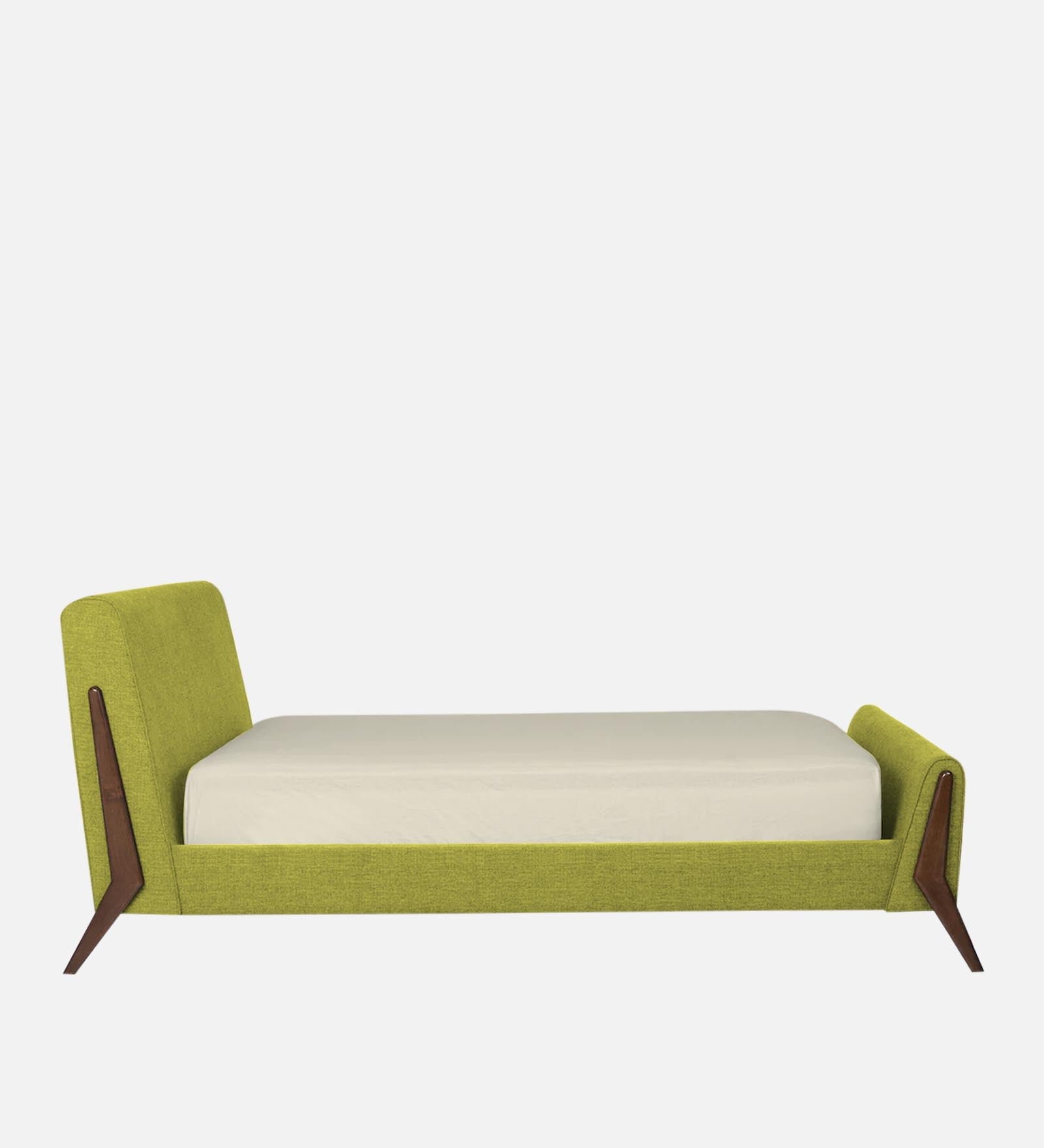 Catla Fabric Upholstered Queen Size Bed In Parrot Green Colour - Febonic Living
