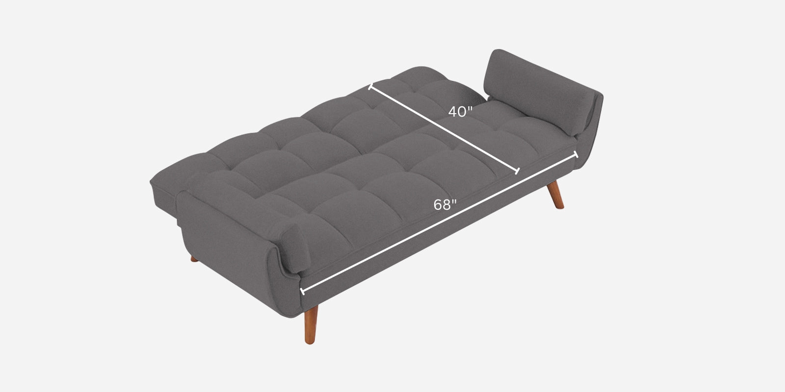 Melano Fabric 3 Seater Convertible Sofa Cum Bed In Sudo Grey Colour - Febonic Living