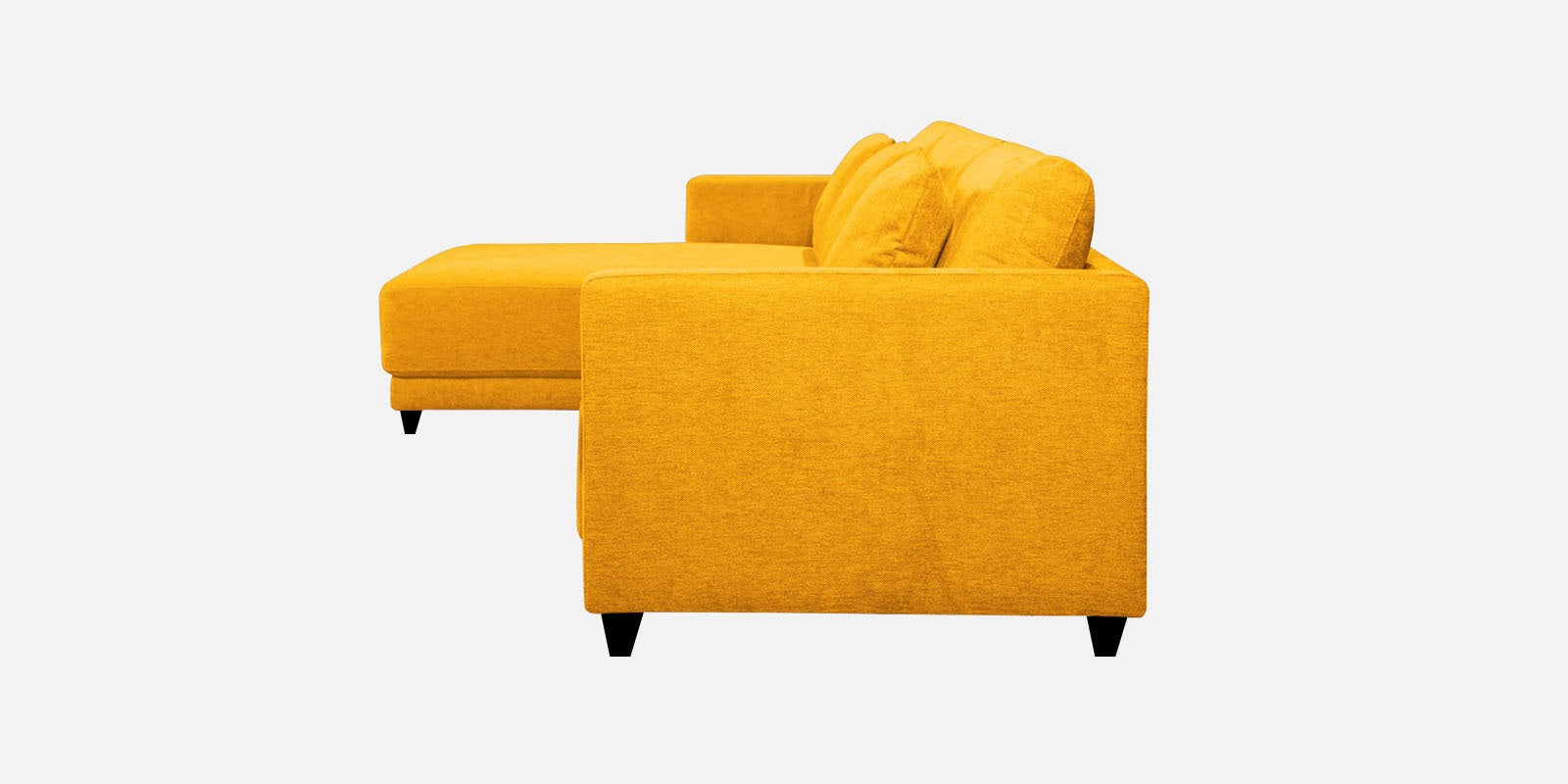 Kera Fabric RHS Sectional Sofa (3+Lounger) In Bold Yellow Colour - Febonic Living