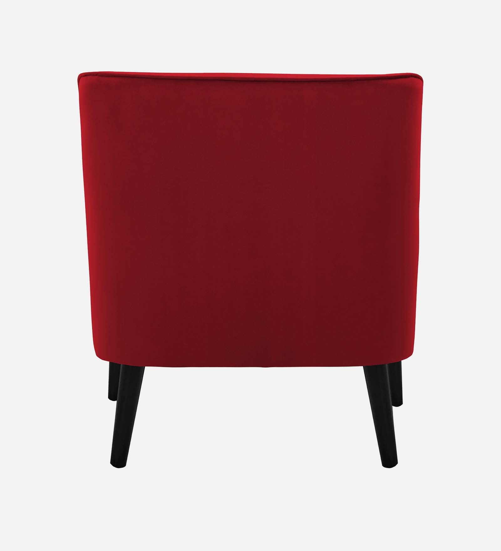 Ame Velvet Upholstered Arm Chair In Cherry Red Colour - Febonic Living