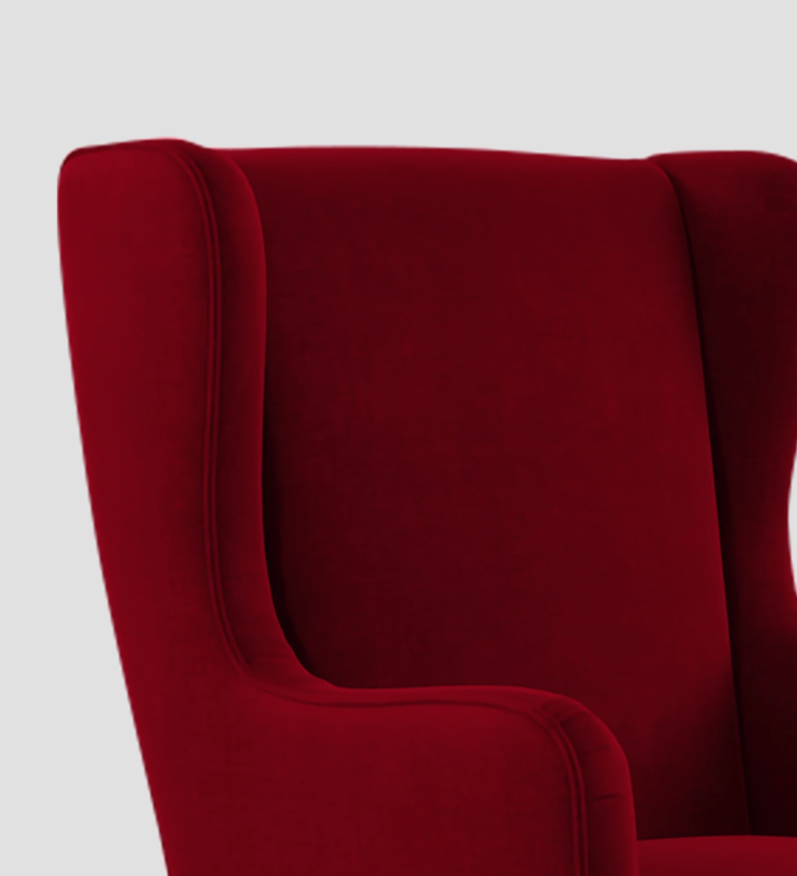 Suri Velvet Wing Chair In Cherry Red Colour - Febonic Living