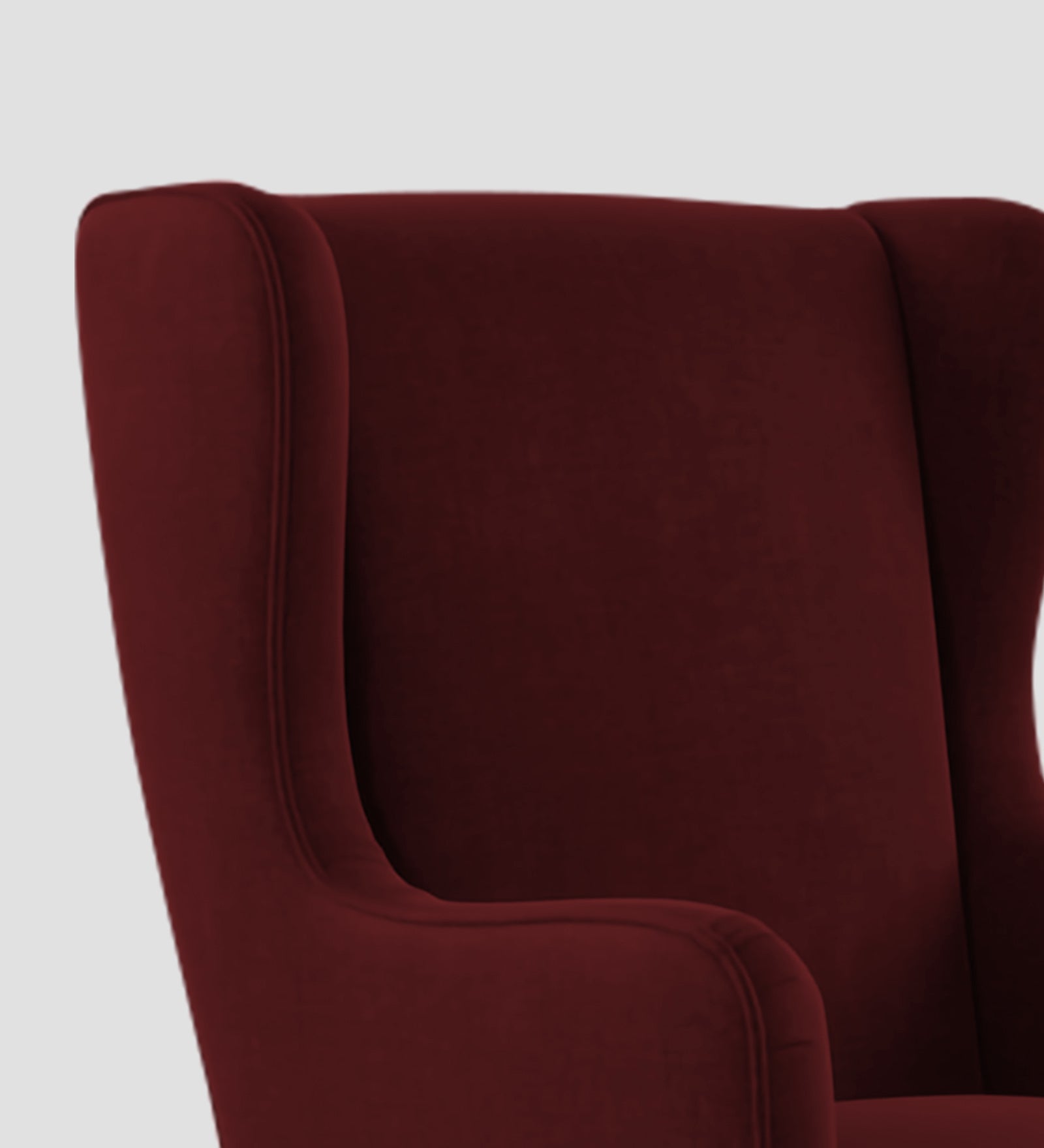 Suri Velvet Wing Chair In Blood Maroon Colour - Febonic Living