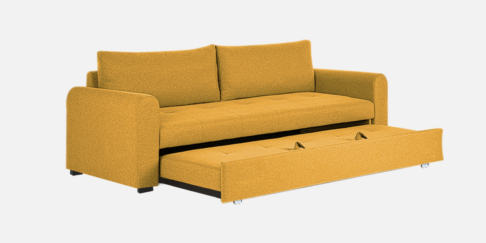 Sigma Fabric 3 Seater Pull Out Sofa Cum Bed In Bold Yellow Colour - Febonic Living
