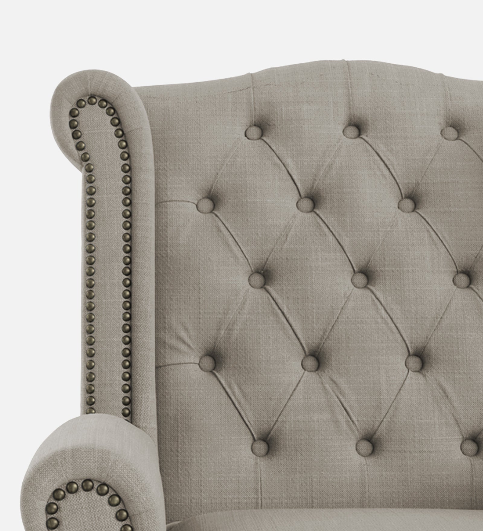 Nory Fabric Wing Chair In Ash Grey Colour - Febonic Living