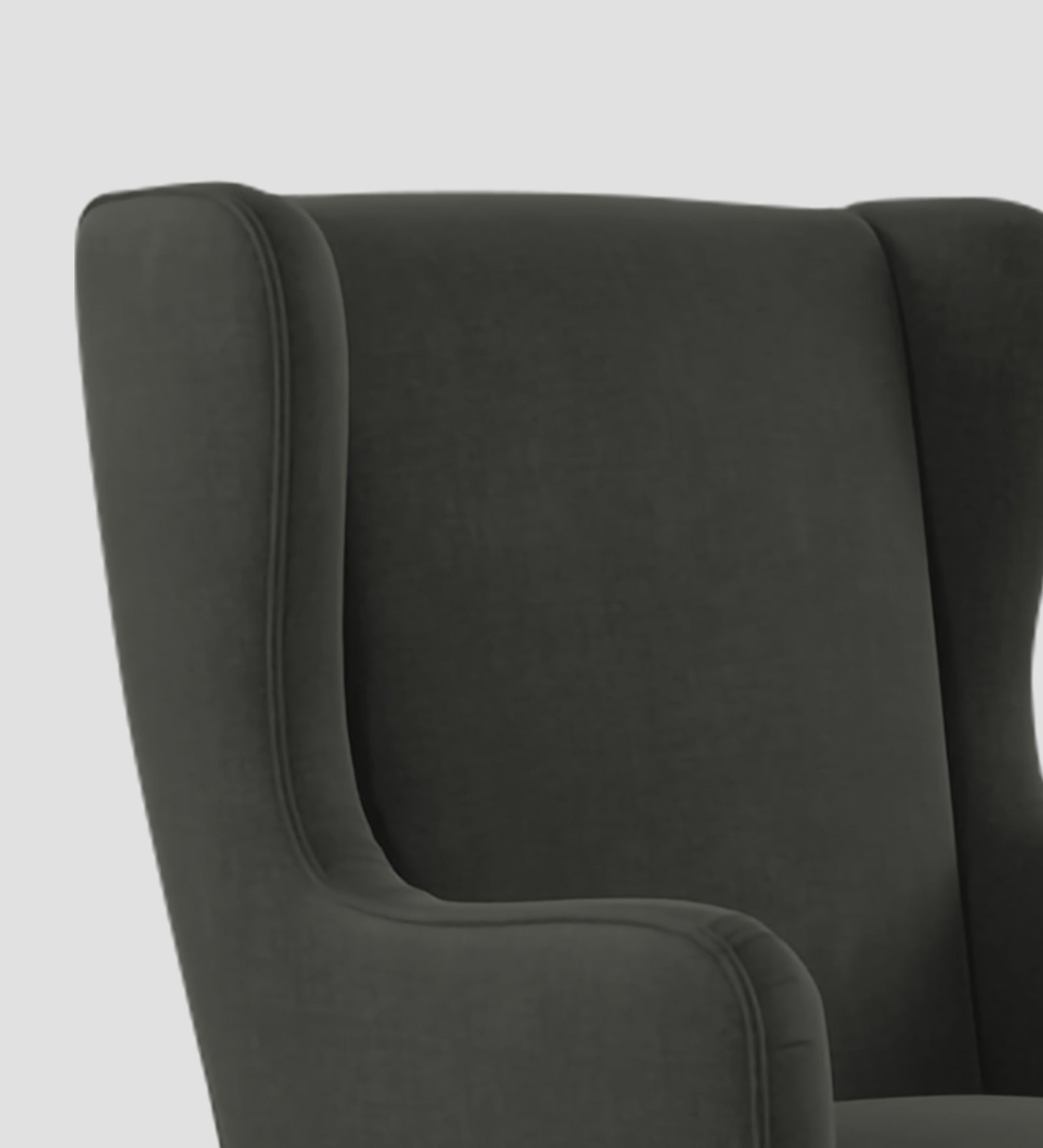 Suri Velvet Wing Chair In Hory Grey Colour - Febonic Living