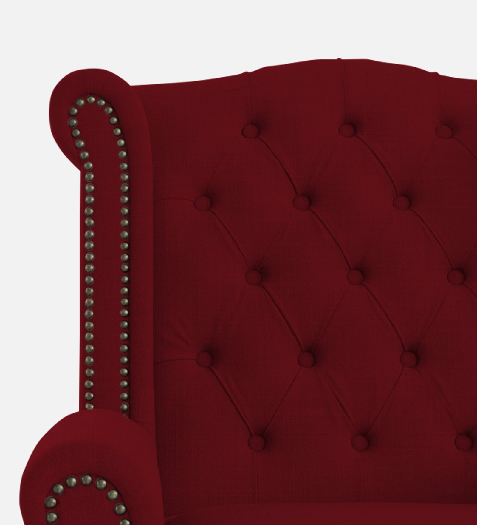 Nory Fabric Wing Chair In Ruby Red Colour - Febonic Living