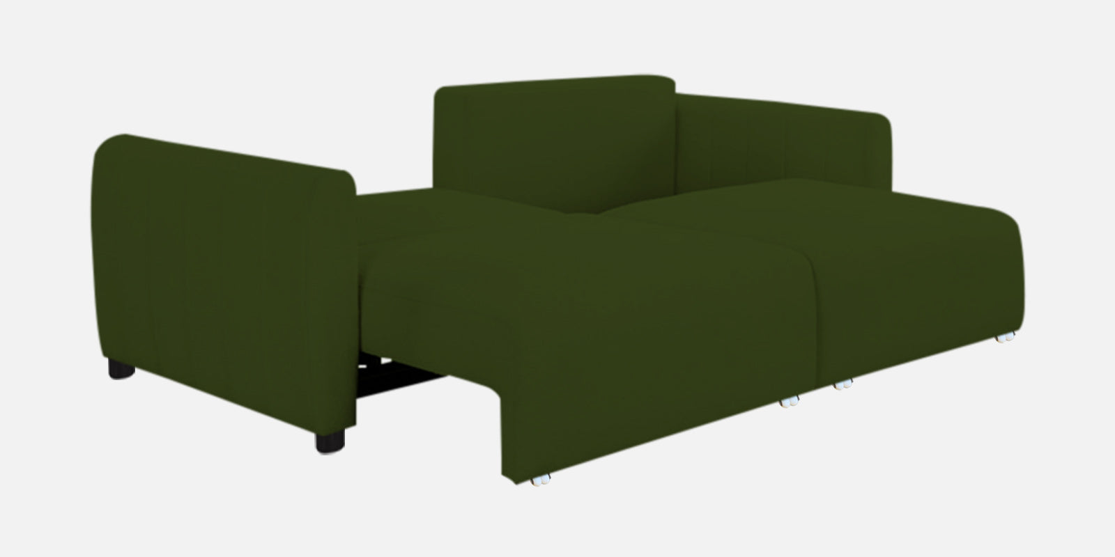 Vima Fabric 3 Seater Pull Out Sofa Cum Bed In Olive Green Colour - Febonic Living
