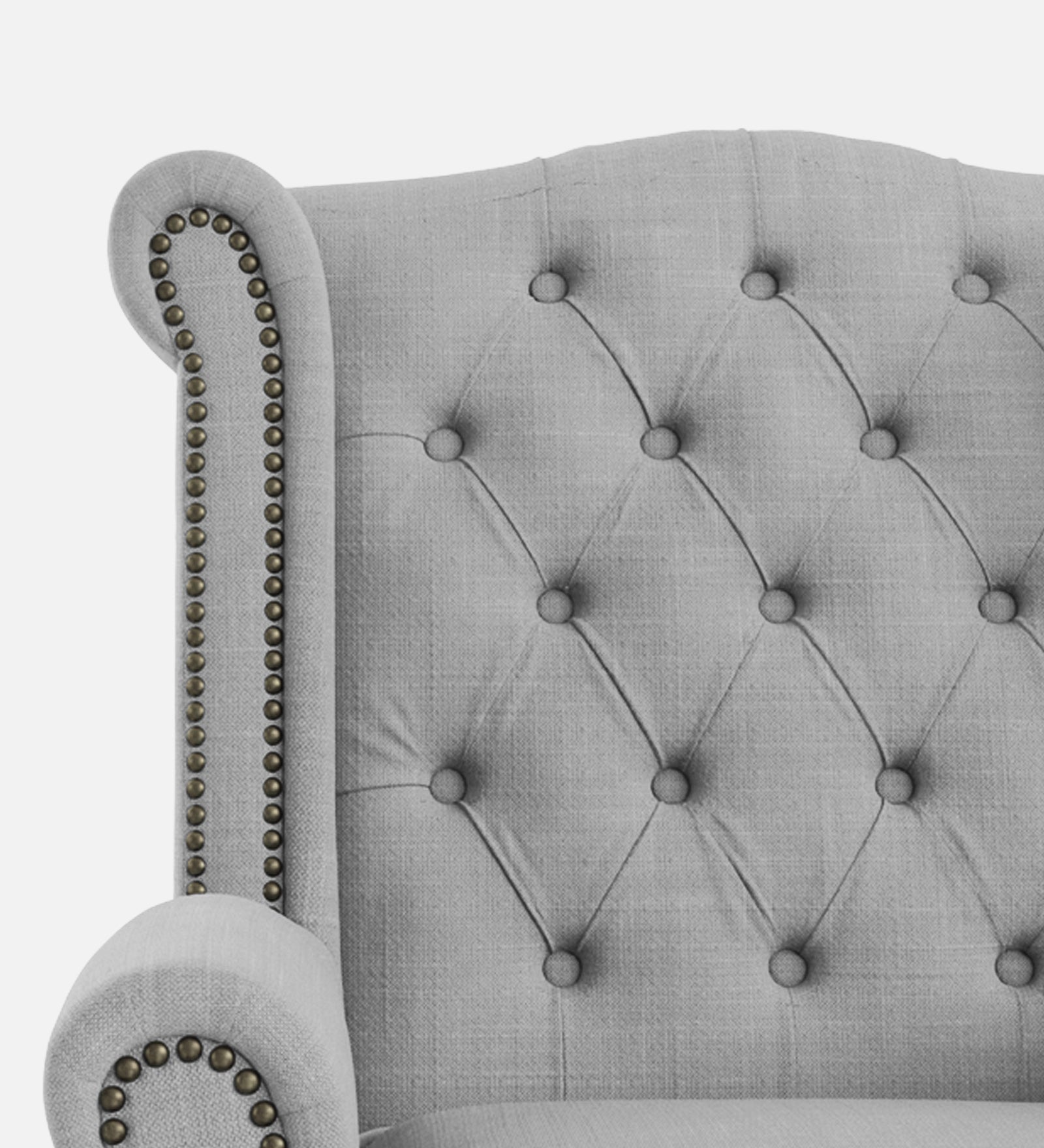 Nory Fabric Wing Chair In Lit Grey Colour - Febonic Living