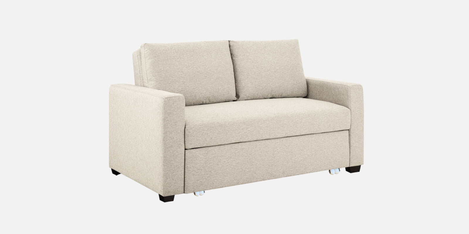 Lobby Fabric 2 Seater Pull Out Sofa Cum Bed In Ivory Cream Colour - Febonic Living