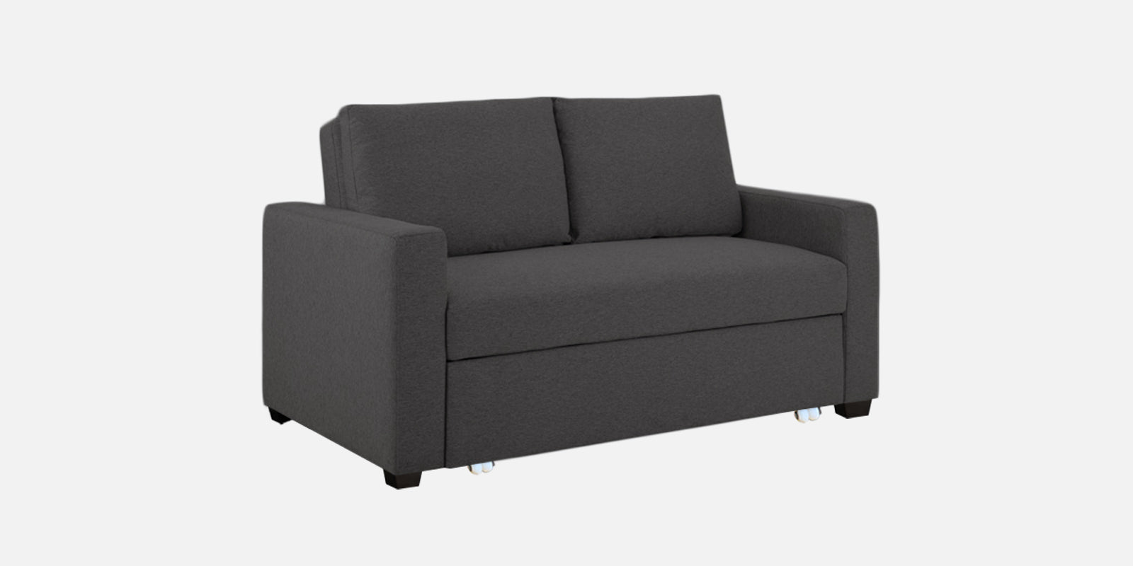 Lobby Fabric 2 Seater Pull Out Sofa Cum Bed In Charcoal Grey Colour - Febonic Living