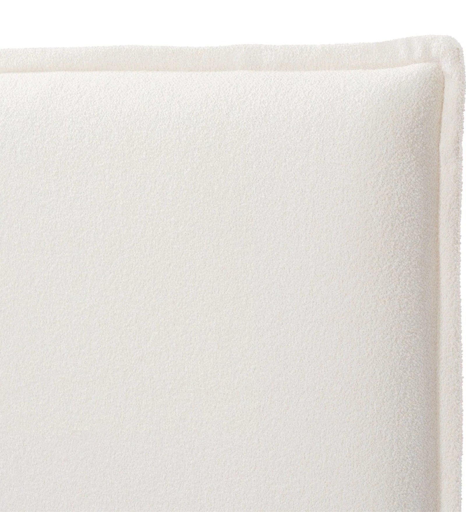 Jiva Boucle Fabric Upholstered Single Size Bed in Shell White Colour - Febonic Living