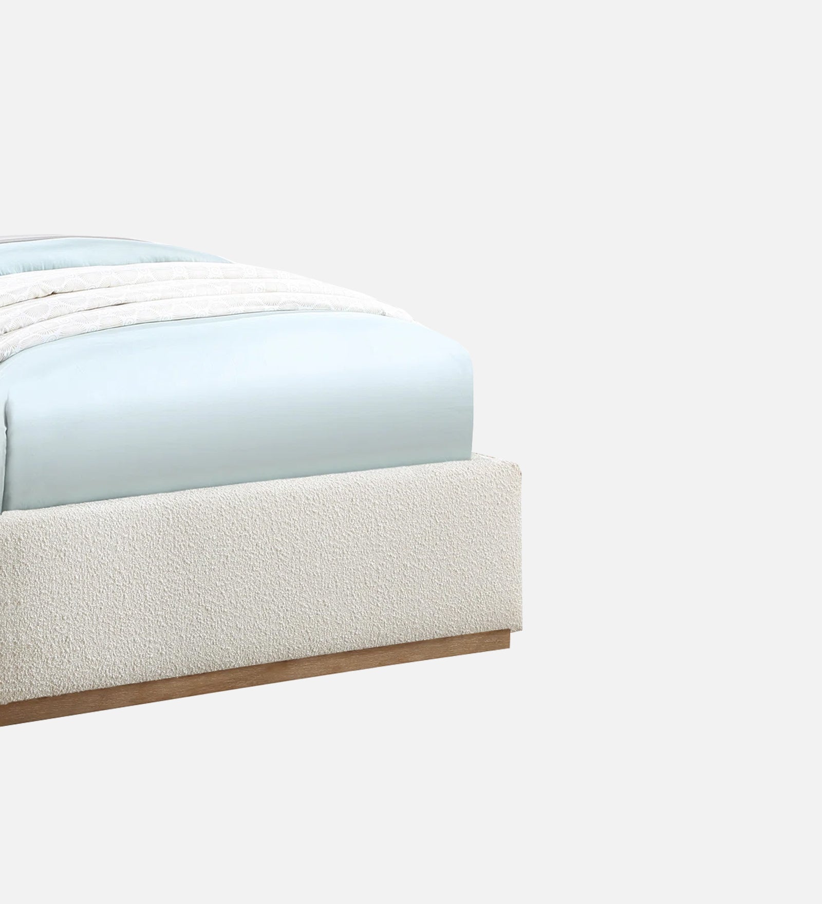 Eddy Boucle Fabric Single Bed in Shell White - Febonic Living